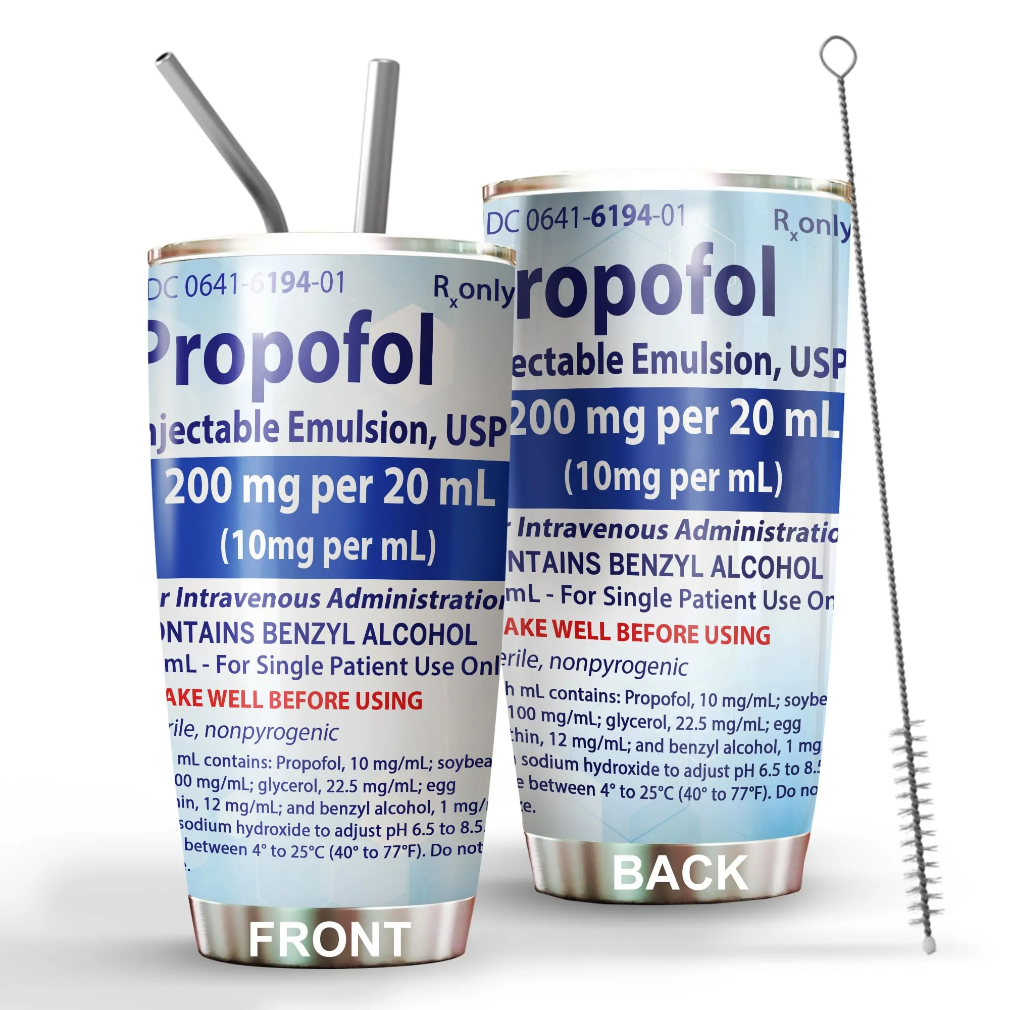 Propofol Tumbler For Nurse Straw Lid 20oz, Medical Nursing Student Graduation Gift, Nurses Week Gift For Nurse ICU ER Emergency Doctor RN CRNA Vet Tech Surgical Tech Medication Tumbler NU04