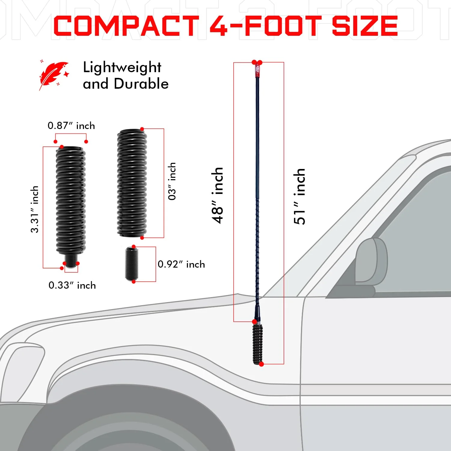 Prostick 4 Foot Fiberglass 1000 Watt Black CB Radio Antenna with Heavy Duty Black Stainless Steel Spring. - Image 3