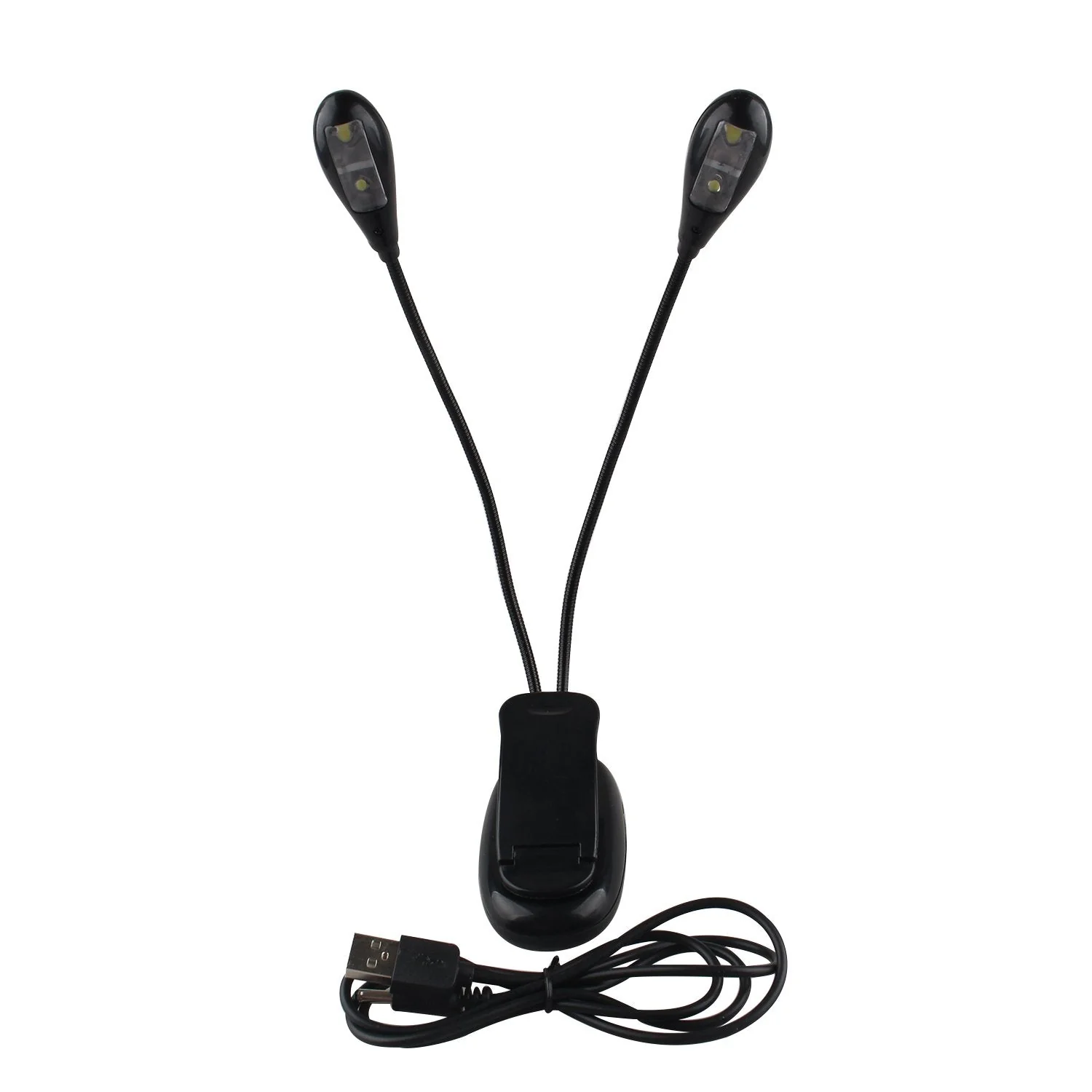 Protable Dual Head Music Stand Light Book Light with 2 Flexible Gooseneck Arms 4 LED Clip on, Eye care, Flexible Clip Come with USB Cable, Best Suited for Music Stands, Grilling, Desk, Camping - Image 2