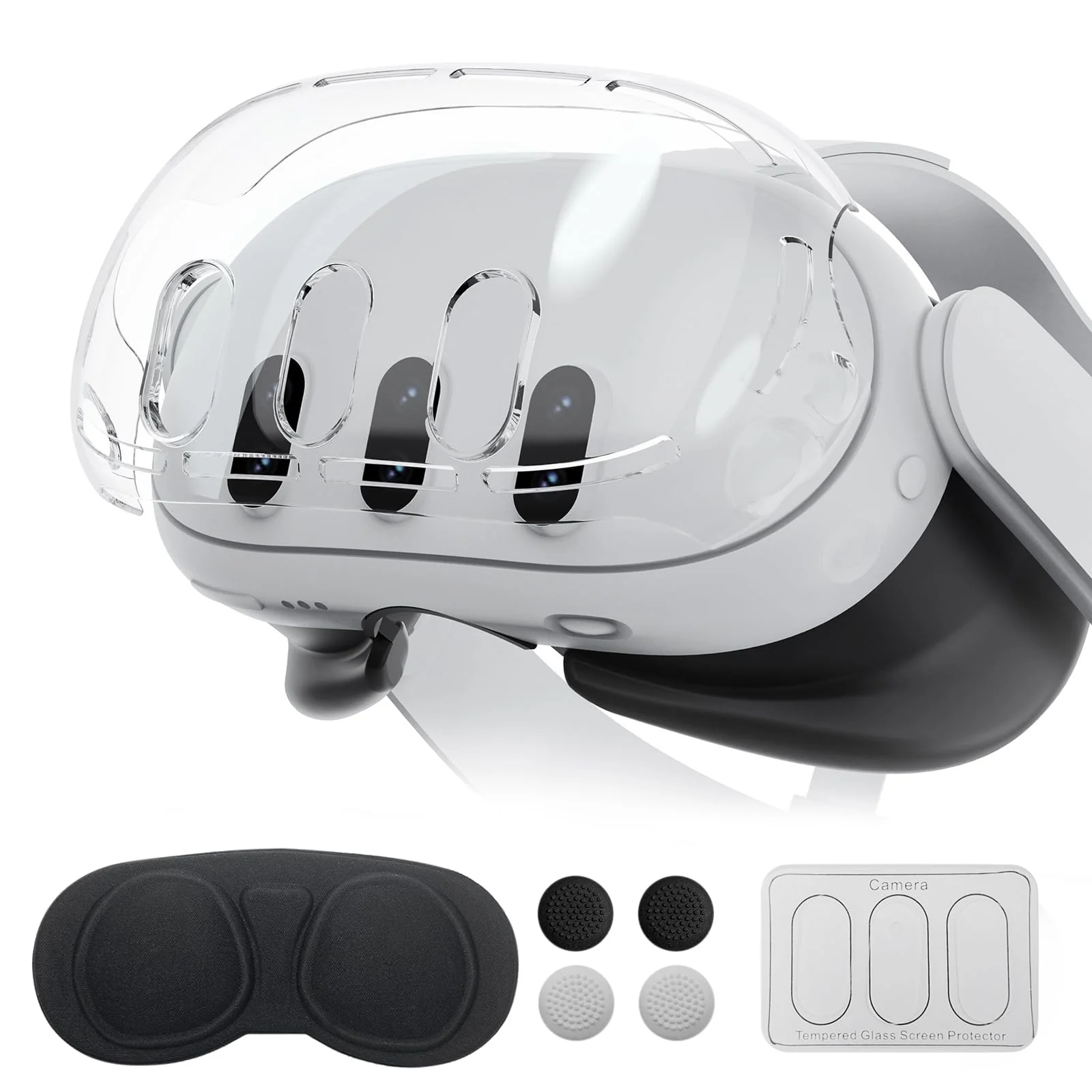 Protective Case for Meta Quest 3,VR Accessories for Meta Quest 3,Replacement kit for Meta Quest 3,Include Impact Resistant Cover Lens Cover Lens Tempered Glass Protector Joystick Caps