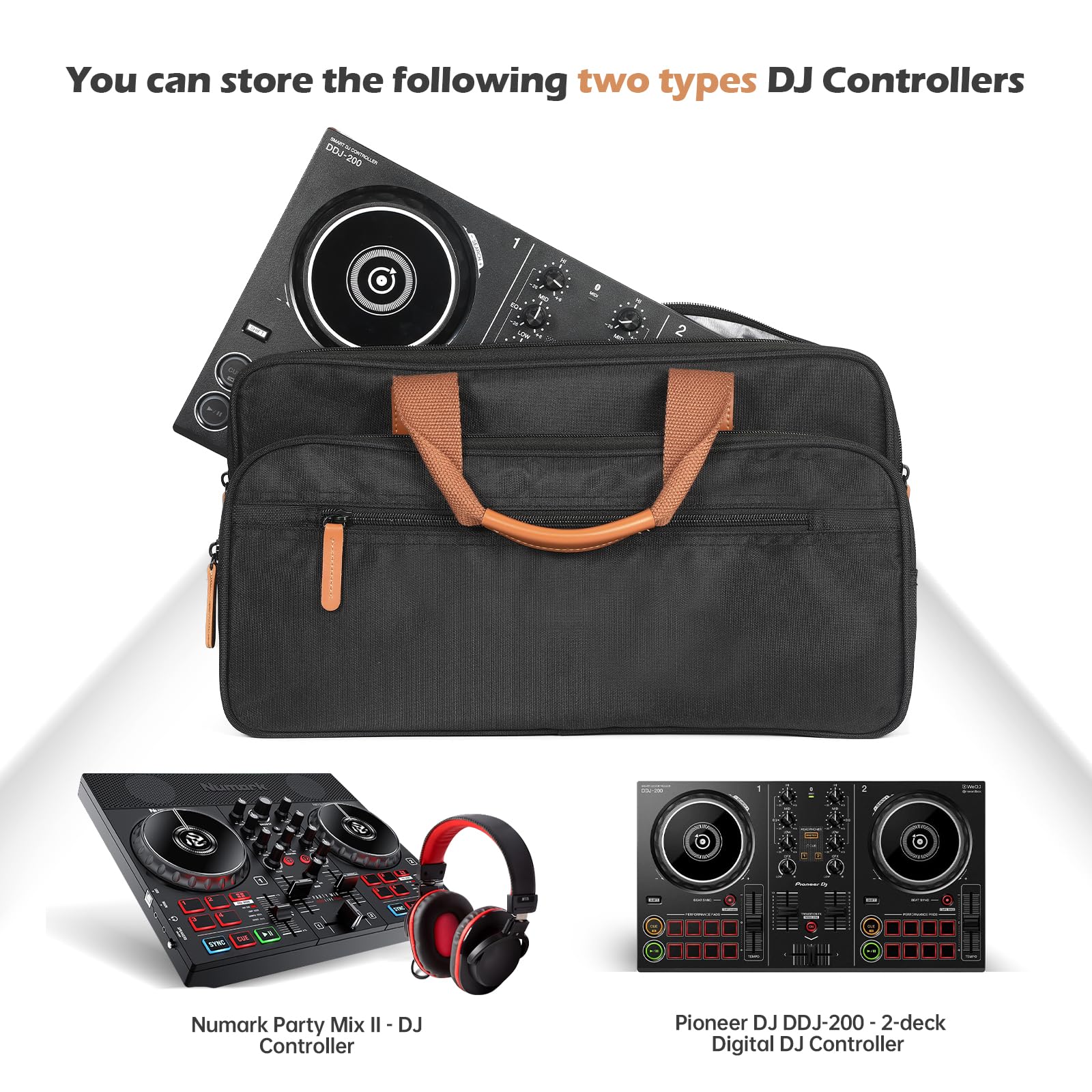 Protector Bag Storage Case, Tote Bag for Pioneer DJ DDJ-200, Travel Carrying Case for Numark Party Mix II, Compact DJ Controller Padded Carry Case (For DDJ-200) For DDJ-200 - Image 2