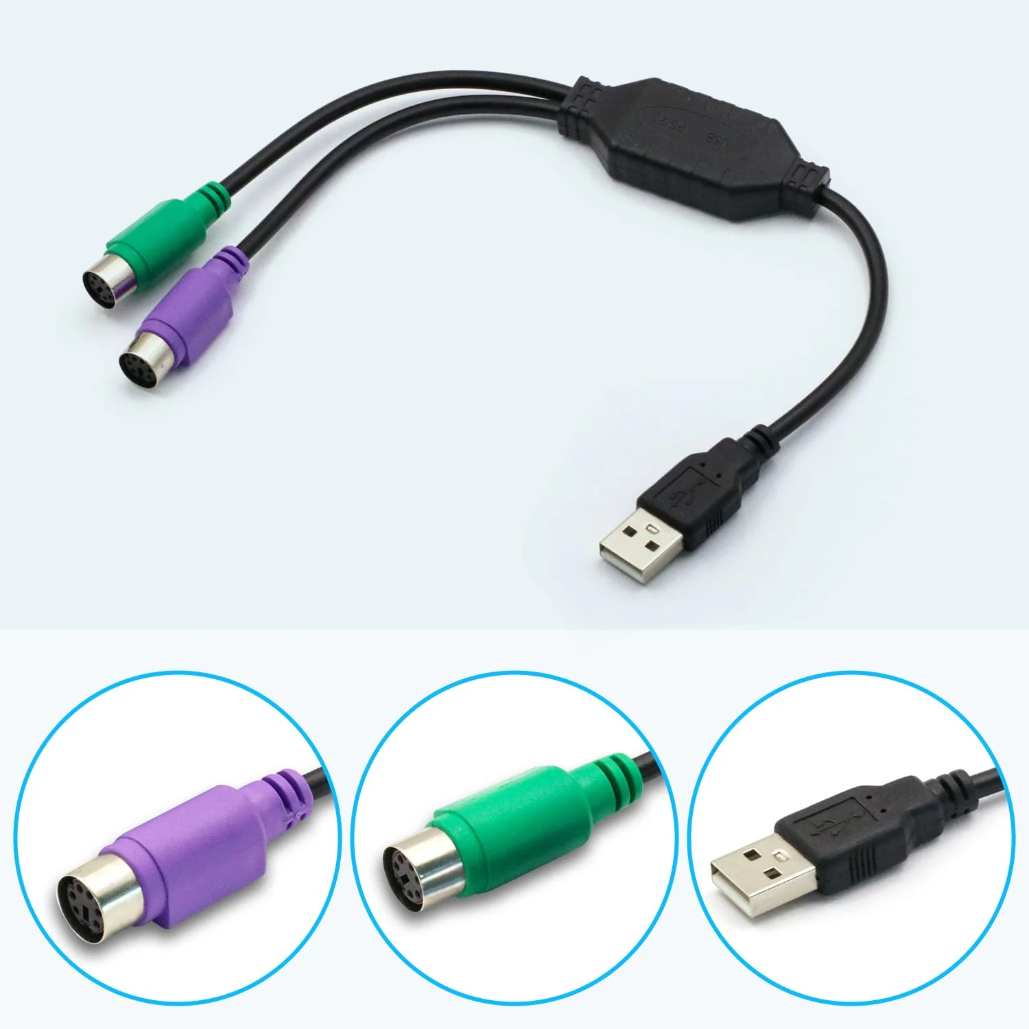 PS/2 to USB Adapter Cable, 4Pack PS2 Female to USB Male Converter Connector Adapter for PC Keyboard - Image 8