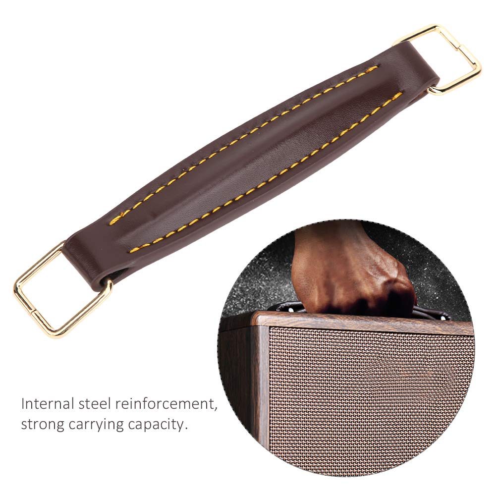 PU Leather Amplifier Handle, Guitar Amplifier handle, Large Load Capacity Guitar Accessories Steel Internal Guitar Amplifier for Beginners(Brown) brown - Image 4