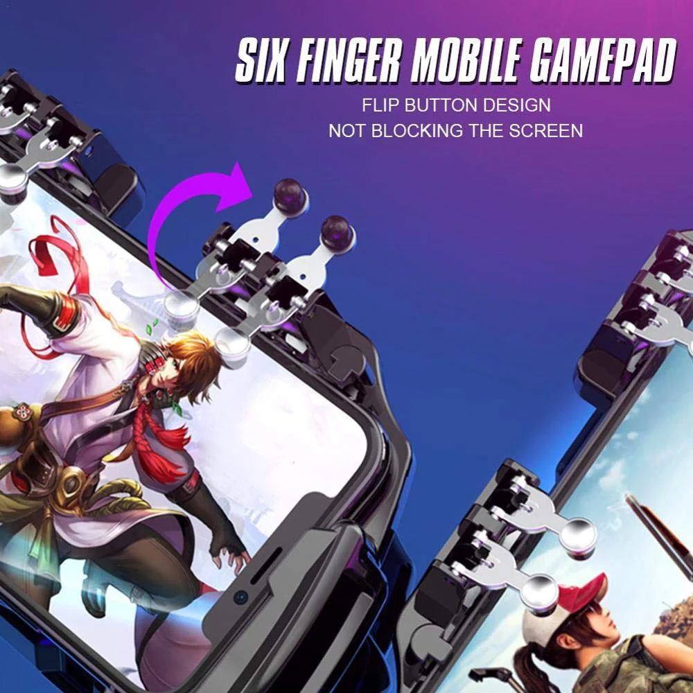 PUBG Mobile Controller Joystick Turnover Button Gamepad for PUBG iOS Android Six Finger Operating Gamepad With Cooling Fan - Image 4