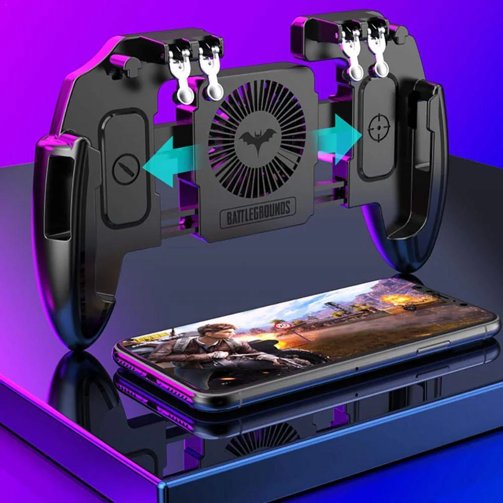 PUBG Mobile Controller Joystick Turnover Button Gamepad for PUBG iOS Android Six Finger Operating Gamepad With Cooling Fan - Image 5