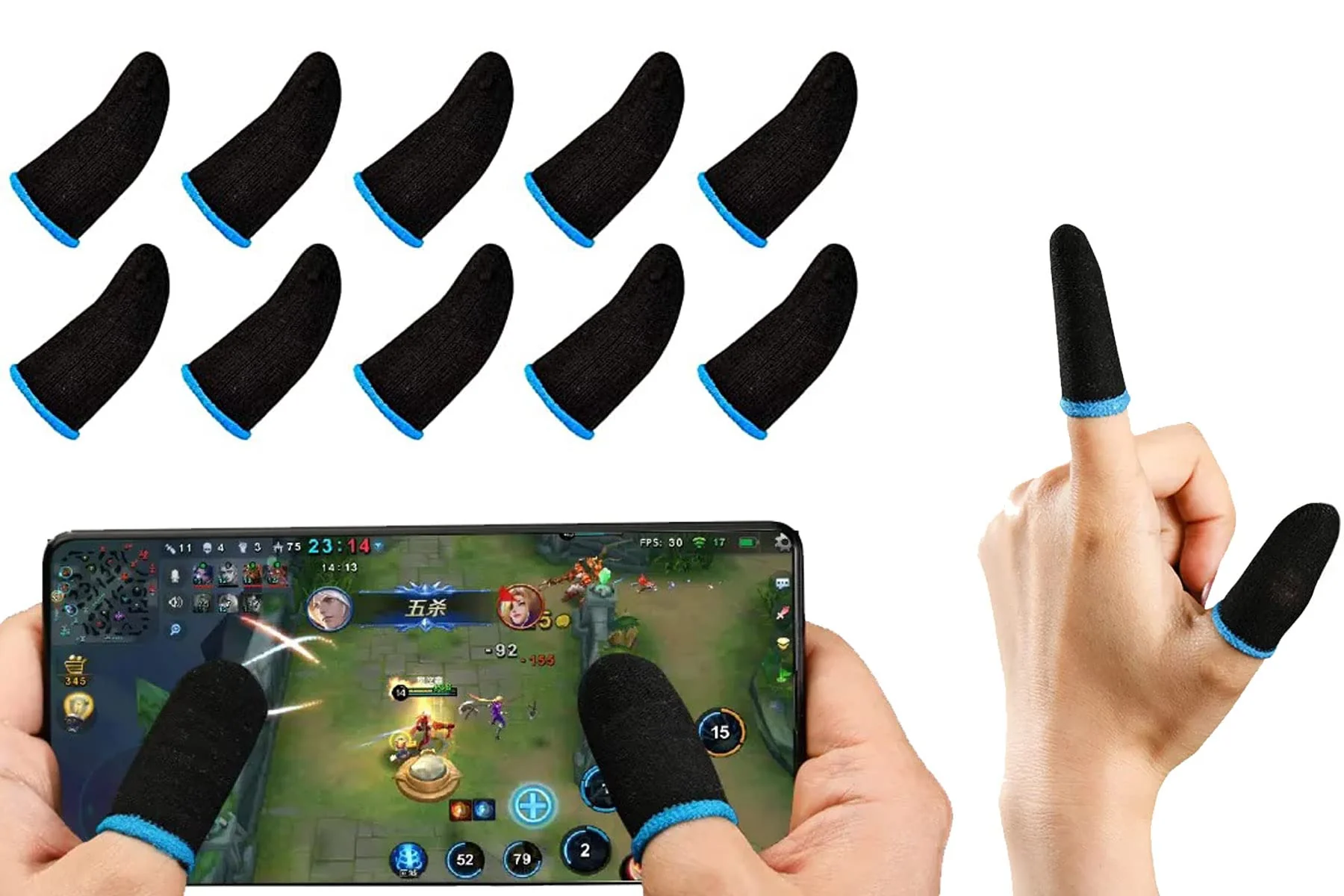 PUBG Mobile Phone Finger Sleeves for Gaming | Anti-Sweat Breathable Finger Sleeve Gloves for Gaming | Thumb Sleeves Mobile Gaming | Gamer Gloves | Pack of 10 (Blue) BLUE
