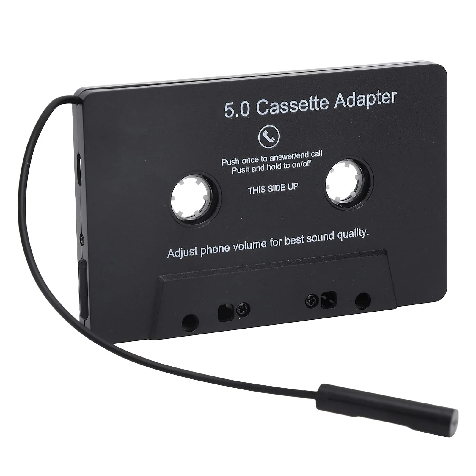PUSOKEI Car Cassette Audio Receiver, Bluetooth 5.0 Cassette to Aux Adapter, Tape Player MP3 Cassette Player Adapters Audio Converter with Calling Function, Black