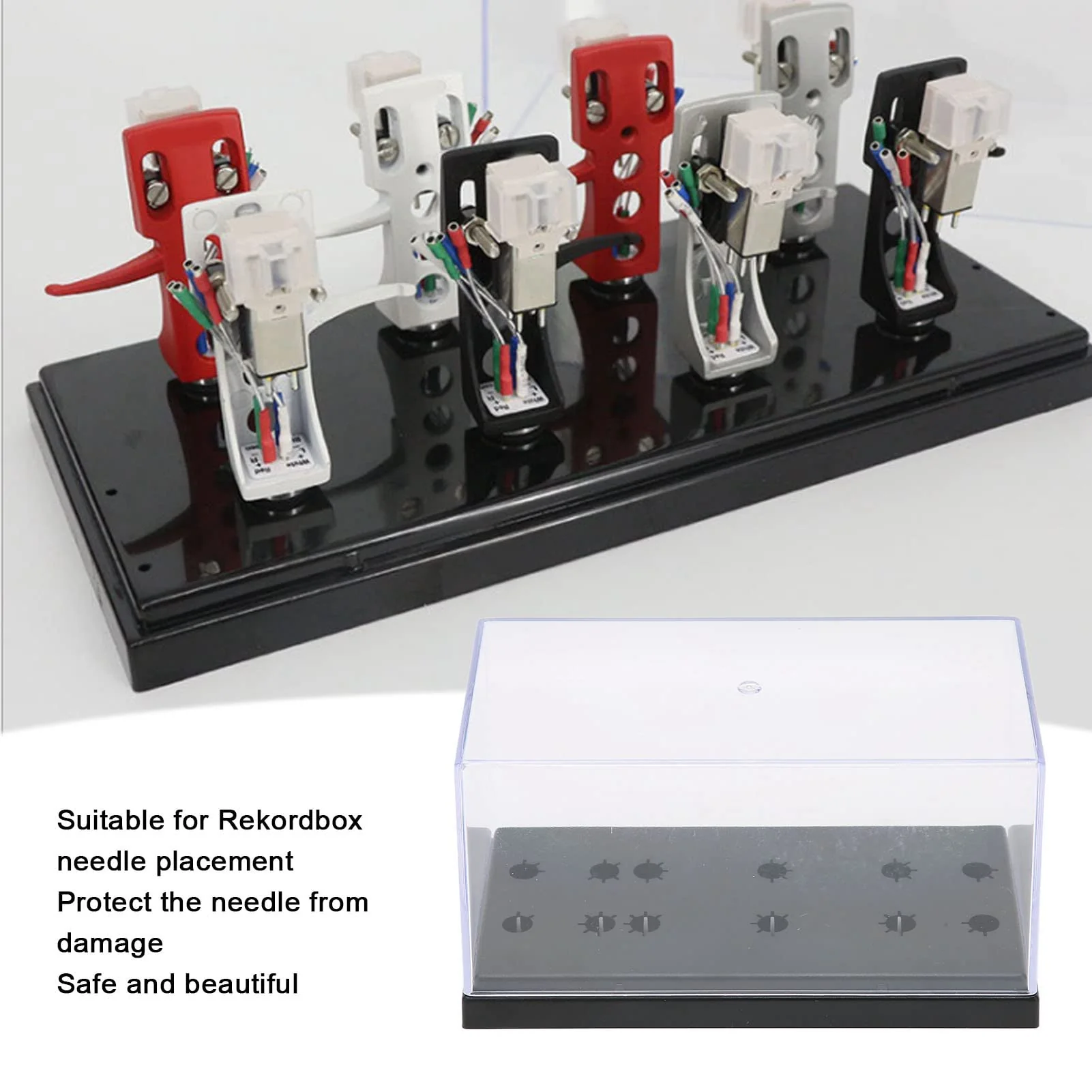 PUSOKEI Universal Turntable Headshell Cartridge Keeper, Record Player Stylus Holder Acrylic Box Phono Shell Case,Phonograph Turntable Cartridge Keeper Box. - Image 2