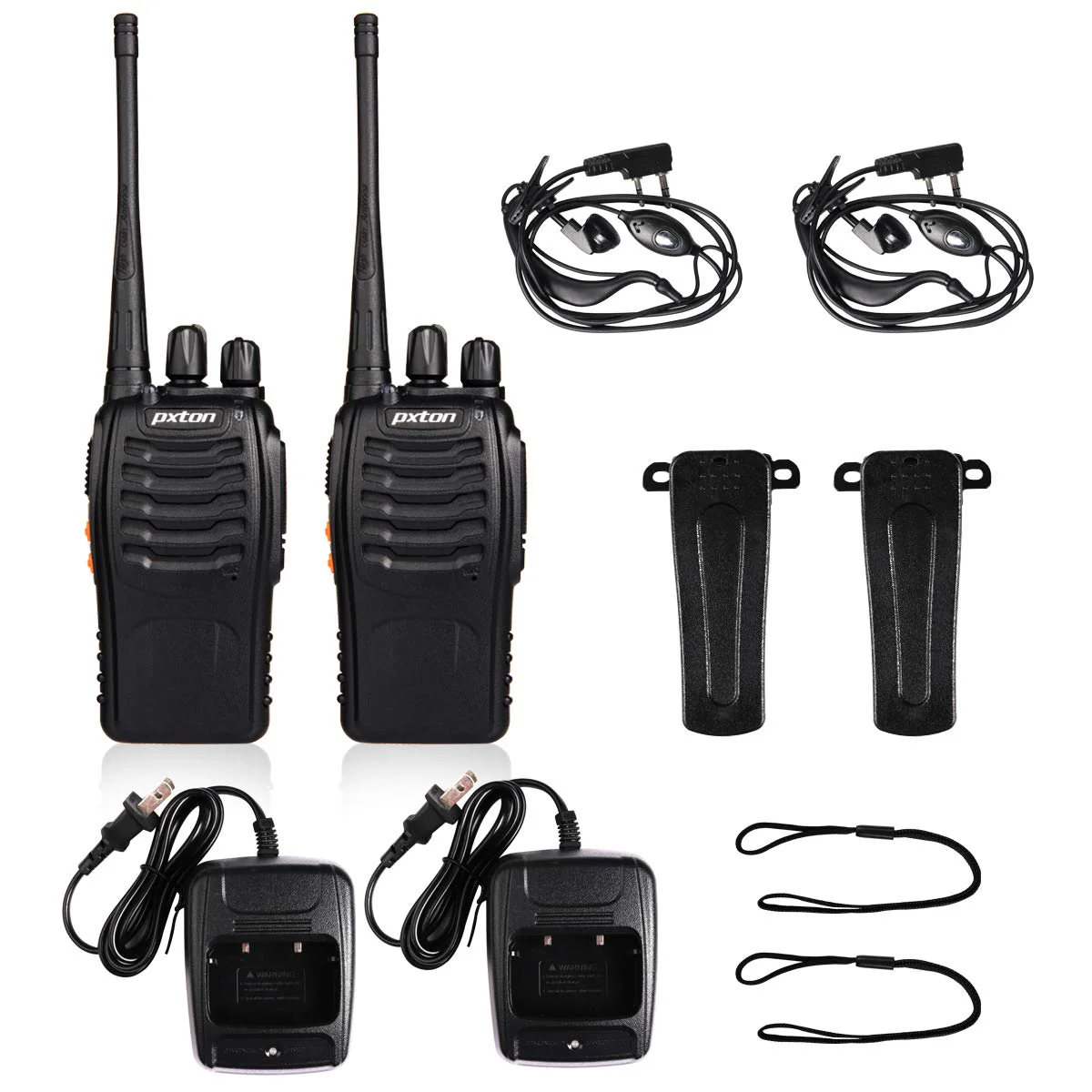 pxton Walkie Talkies Rechargeable Long Range Two-Way Radios with Earpieces,2-Way Radios UHF Handheld Transceiver Walky Talky with Flashlight Li-ion Battery and Charger(2 Pack) 2-pack - Image 6