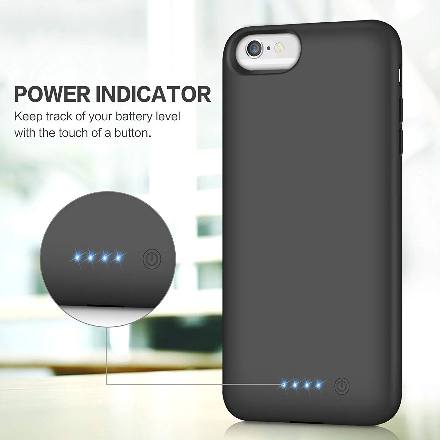 Pxwaxpy Battery Case for iPhone 8/7/6s/6/SE(2022/2020), 6000mAh Rechargeable Charging Case for iPhone 8/7 Portable Battery Pack for iPhone 6s/6/SE(3rd & 2nd Gen) Charger Case [4.7inch], Black - Image 5