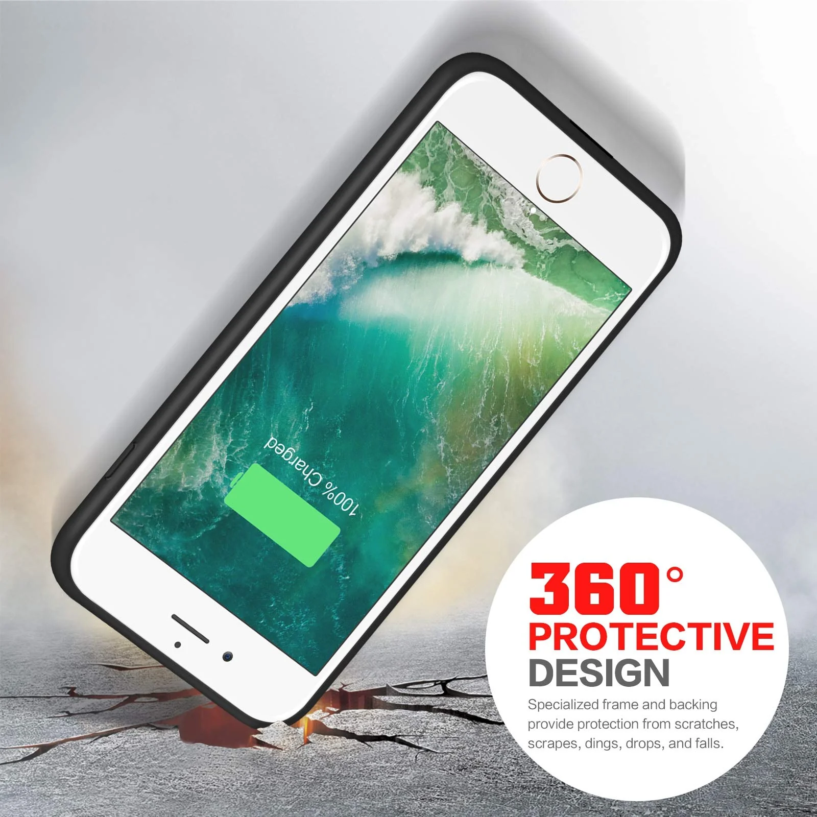 Pxwaxpy Battery Case for iPhone 8/7/6s/6/SE(2022/2020), 6000mAh Rechargeable Charging Case for iPhone 8/7 Portable Battery Pack for iPhone 6s/6/SE(3rd & 2nd Gen) Charger Case [4.7inch], Black - Image 6