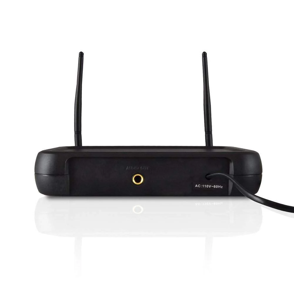 Pyle Dual Channel Wireless Microphone System - VHF Fixed Dual Frequency Wireless Mic Receiver Set with 2 Lavalier, 2 Headset Mics, 2 Transmitter, Receiver - For PA, Karaoke, Dj Party - Pyle PDWM2145 - Image 4