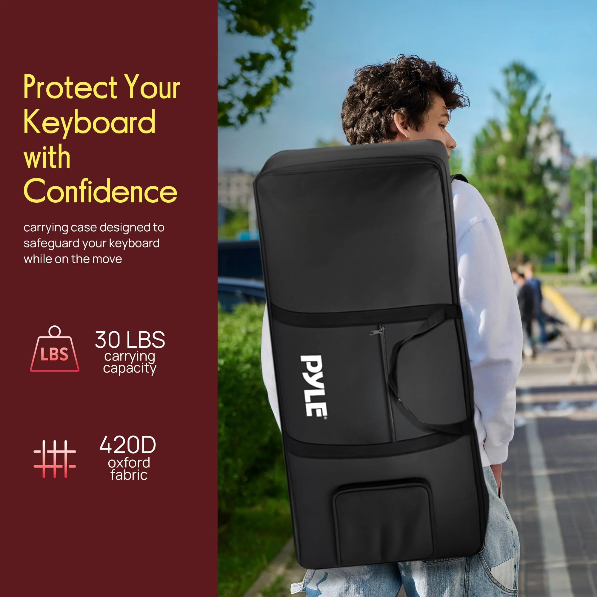 Pyle Keyboard Case, 61 Key Carrying Case Bag for Piano Keyboards, Protects and Covers Portable Digital Keyboard Water Resistant, Used for Models PKBRD6139BT, PKBRD6151PB, and PKBRD6175P - Image 2