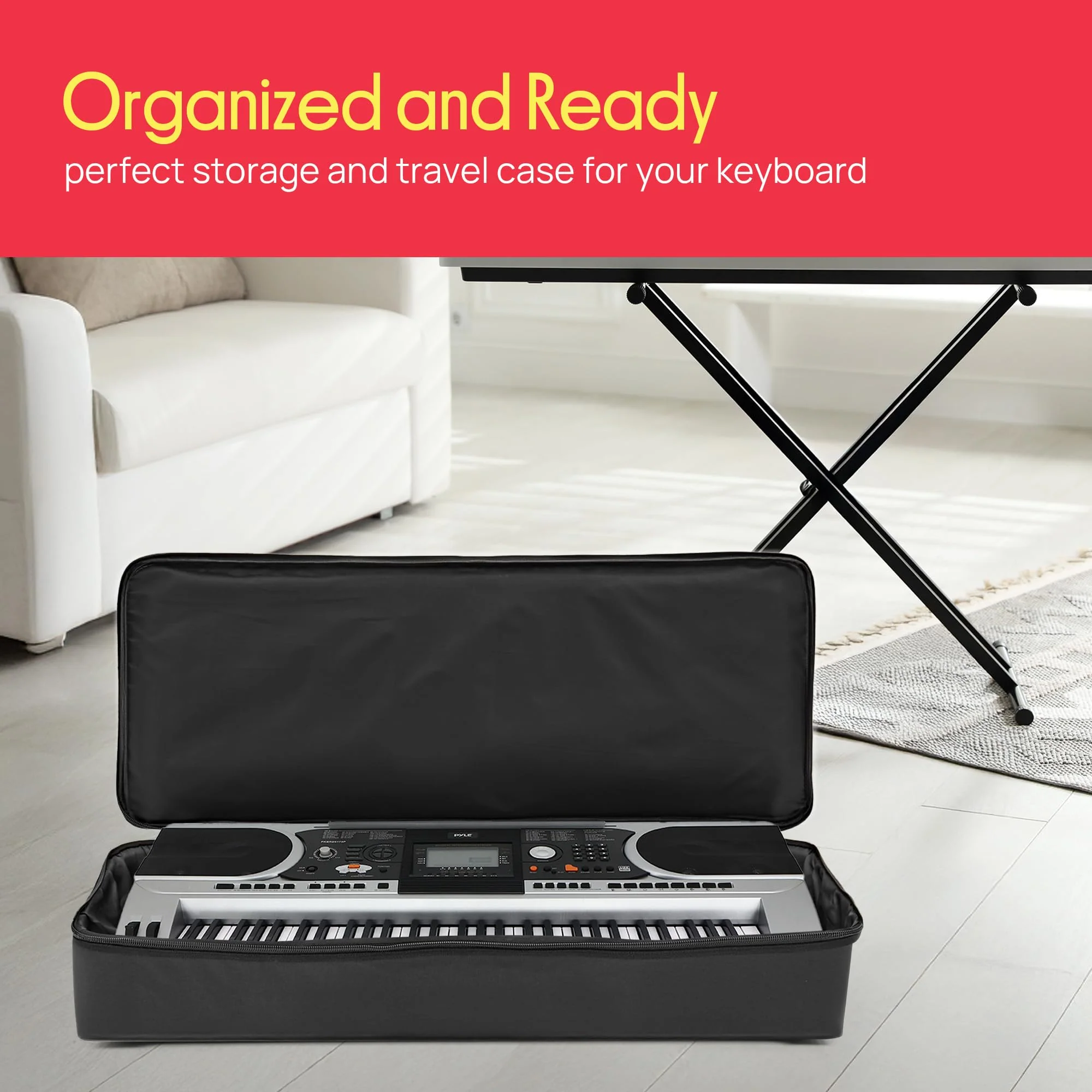 Pyle Keyboard Case, 61 Key Carrying Case Bag for Piano Keyboards, Protects and Covers Portable Digital Keyboard Water Resistant, Used for Models PKBRD6139BT, PKBRD6151PB, and PKBRD6175P - Image 5