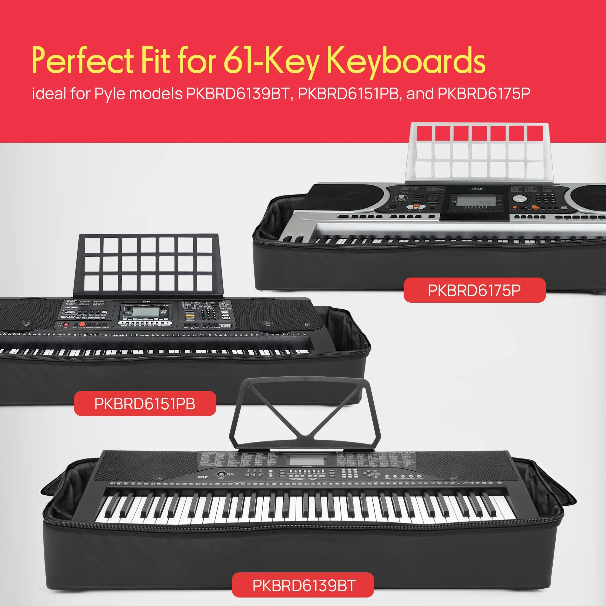 Pyle Keyboard Case, 61 Key Carrying Case Bag for Piano Keyboards, Protects and Covers Portable Digital Keyboard Water Resistant, Used for Models PKBRD6139BT, PKBRD6151PB, and PKBRD6175P - Image 7