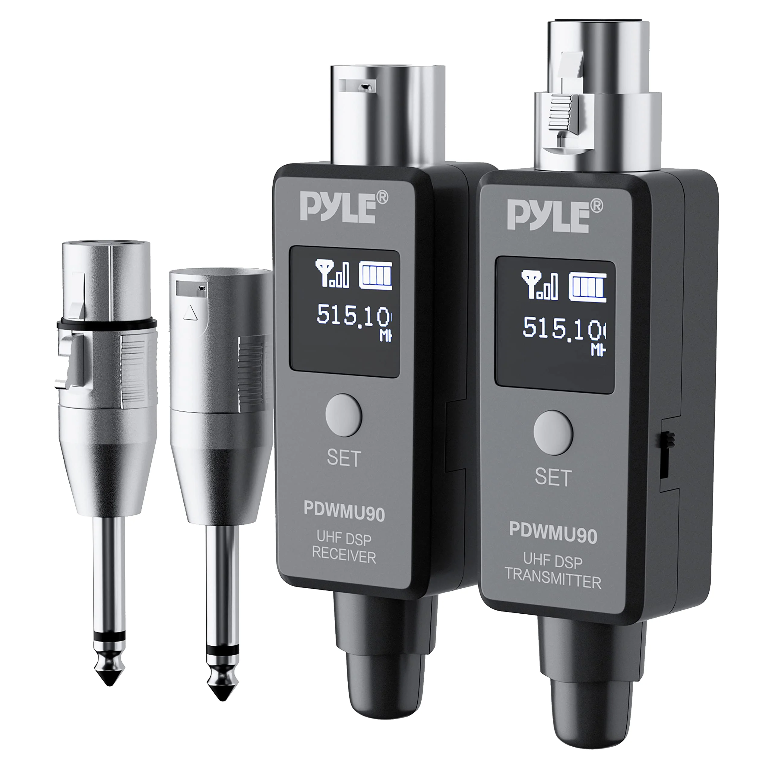 Pyle Multifunctional UHF Wireless XLR Adapter System,Transmitter And Receiver For Dynamic Microphones And Music Sources,48k Frequency Signal Transmission,USB Recharge Capable,90 Feet Range,Dark Gray Sound And Recording Equipment