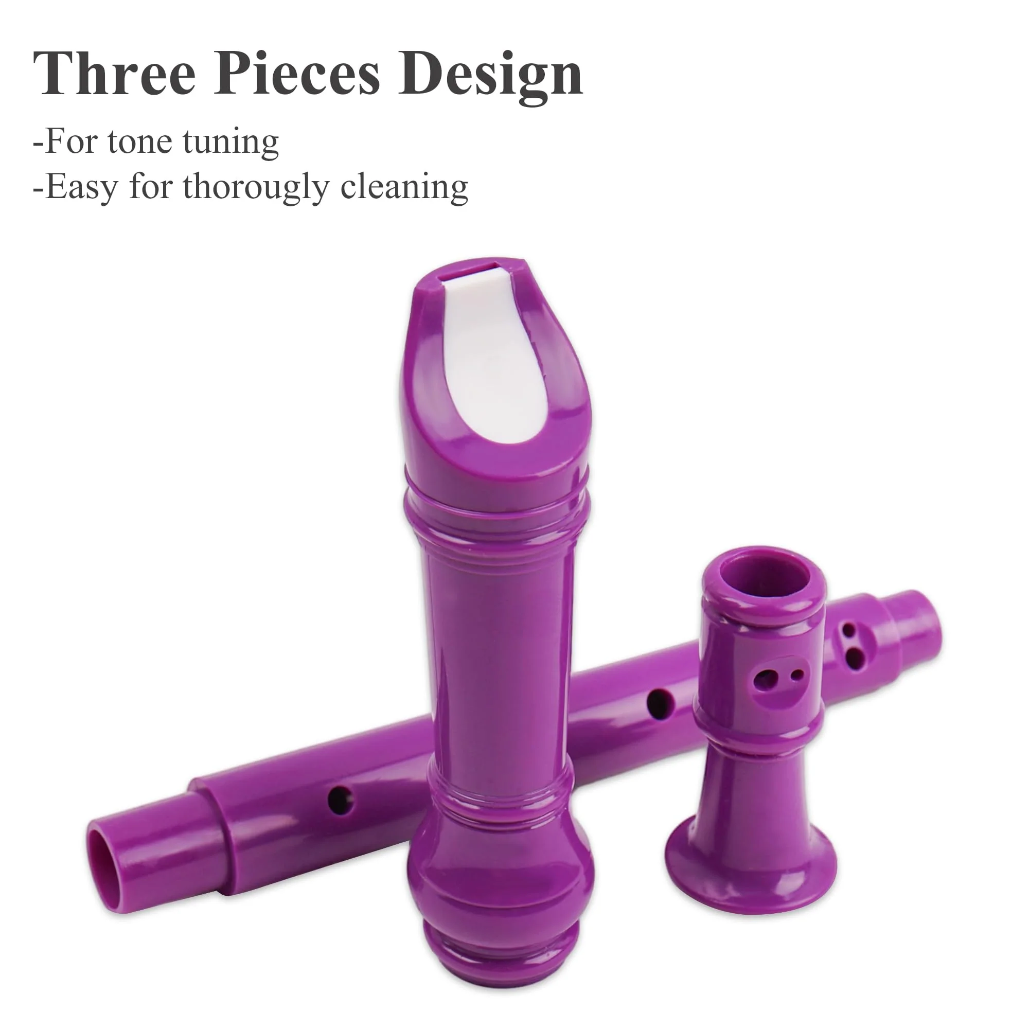 QIELIZI Recorder Instrument for Beginner Kids Adults,8-Hole Soprano Descant Recorder Music Flute with Cleaning Rod & Case Bag For School Student Home Entertainment(2-Purple) German Fingering 8 Hole Flute 6-Purple - Image 3