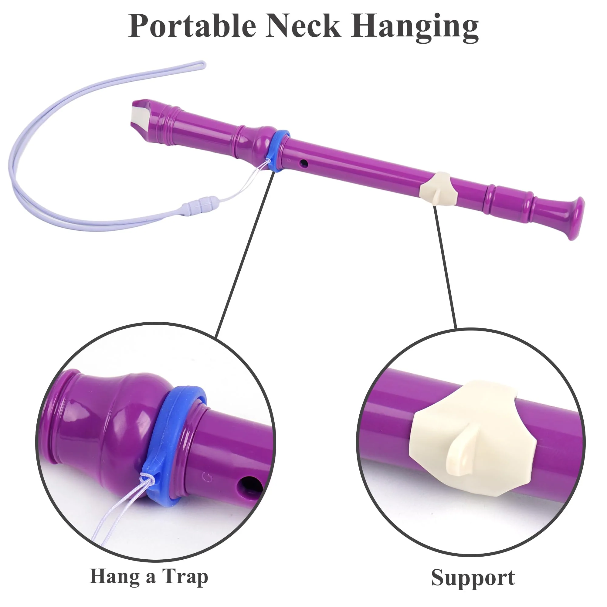 QIELIZI Recorder Instrument for Beginner Kids Adults,8-Hole Soprano Descant Recorder Music Flute with Cleaning Rod & Case Bag For School Student Home Entertainment(2-Purple) German Fingering 8 Hole Flute 6-Purple - Image 7