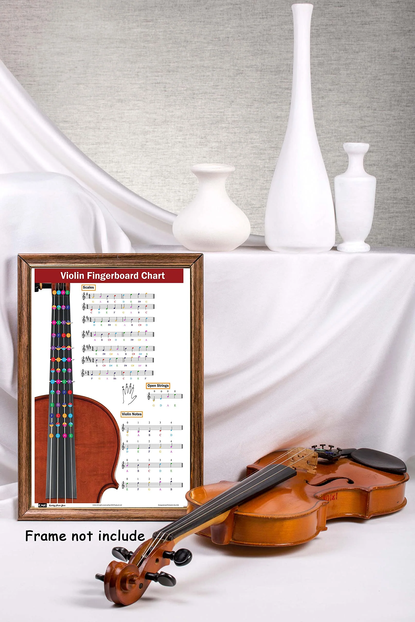 QMG Violin Fingering Chart with Color-Coded Notes, Learn Violin Scales Techniques Suitable for All Levels - Image 4