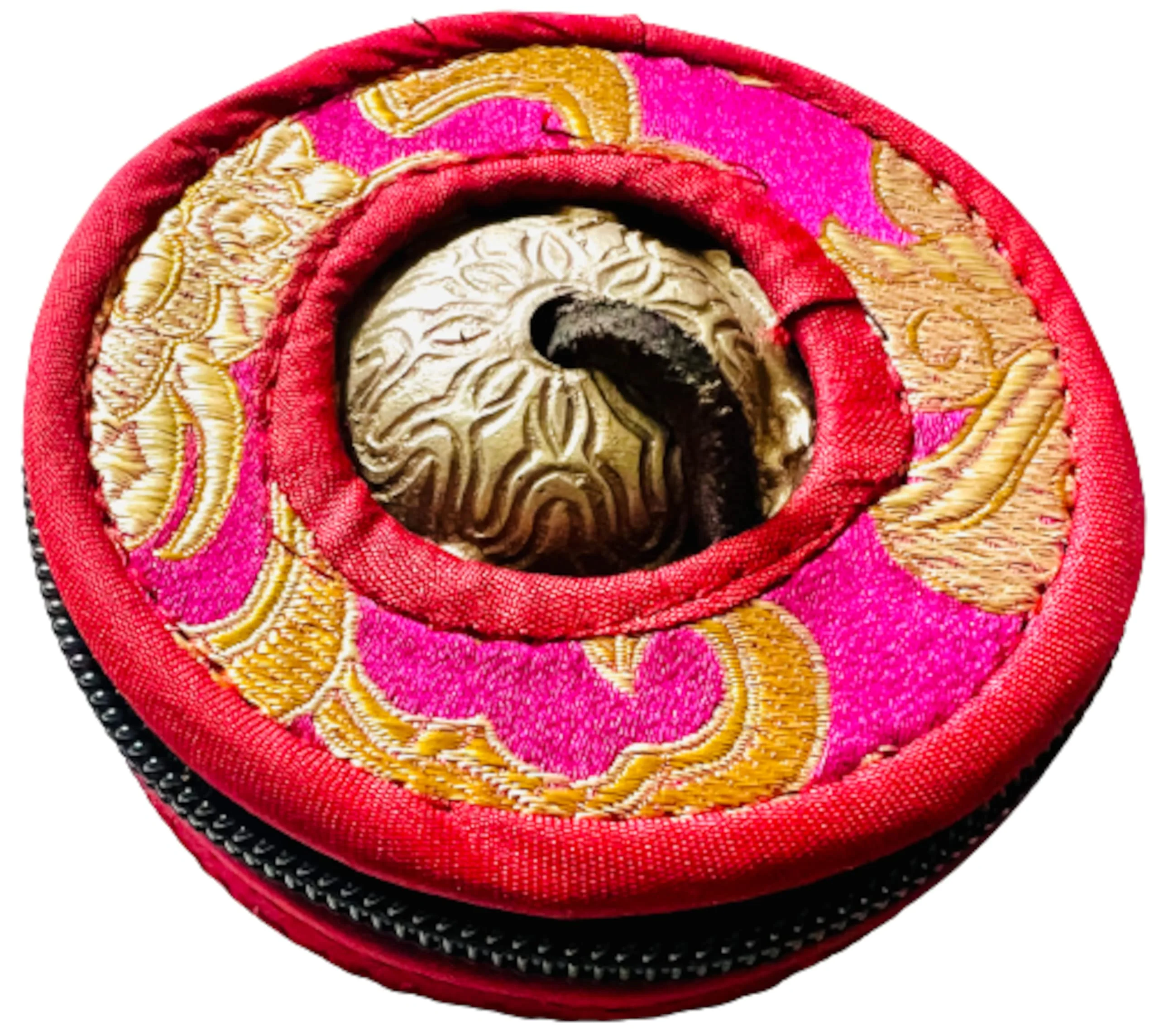 QT S Tibetan Handmade Yoga Meditation Om Tingsha Bell Chimes Cymbal Set, with Handmade Unique Bag (2.75 Inches Buddhist Tingsha, Om Mani Padme Hum Mantra) Made in Buddha Born Country Nepal (Maroon) Maroon