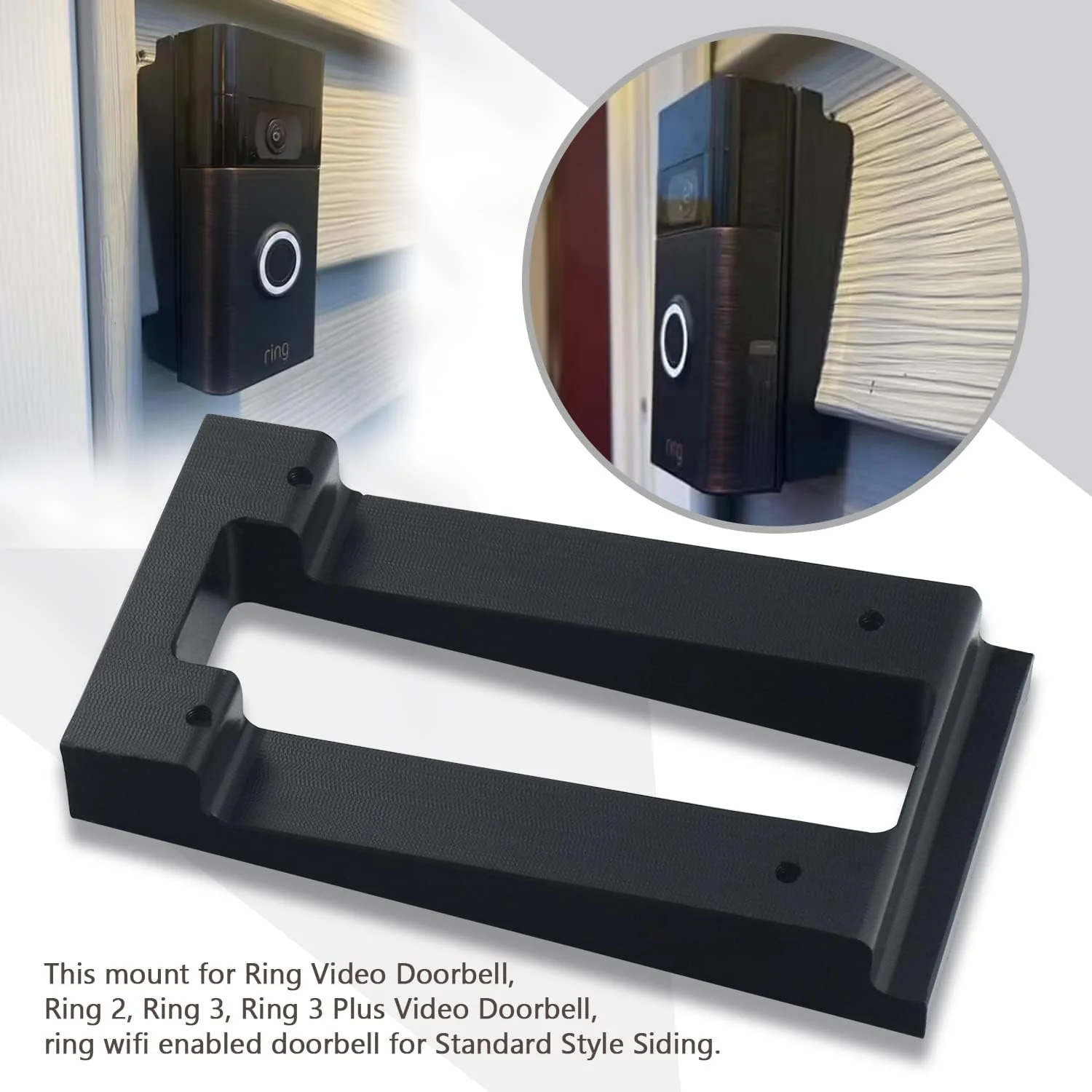 R-ing Doorbell Siding Mount/Vinyl Siding Angle Adjustment Mount for Ring Video Doorbell, Ring 2, Ring 3, Ring 3 Plus Video Doorbell for Standard Style Siding - Image 4