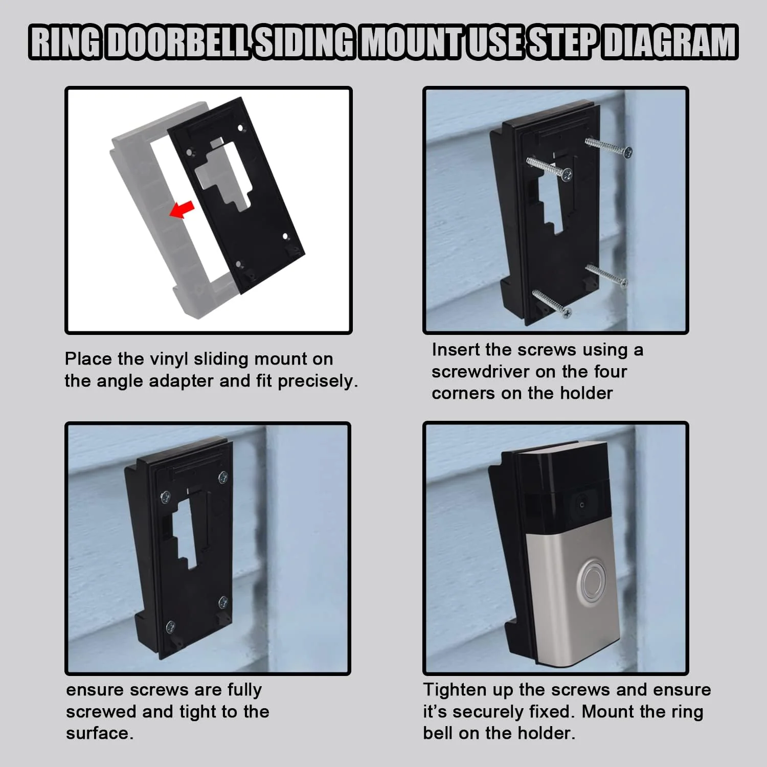 R-ing Doorbell Siding Mount/Vinyl Siding Angle Adjustment Mount for Ring Video Doorbell, Ring 2, Ring 3, Ring 3 Plus Video Doorbell for Standard Style Siding - Image 5
