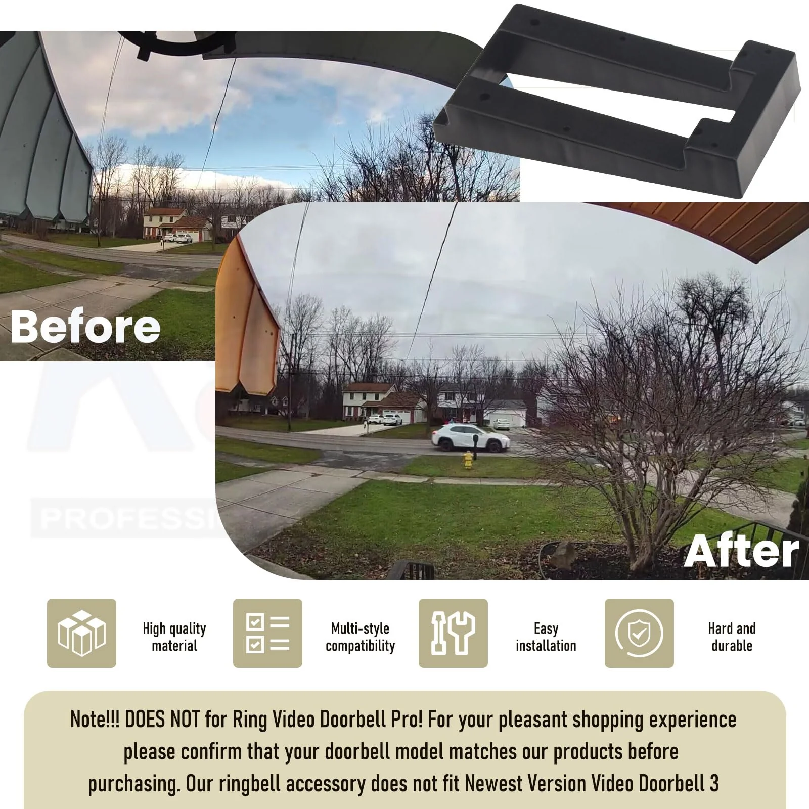 R-ing Doorbell Siding Mount/Vinyl Siding Angle Adjustment Mount for Ring Video Doorbell, Ring 2, Ring 3, Ring 3 Plus Video Doorbell for Standard Style Siding - Image 7
