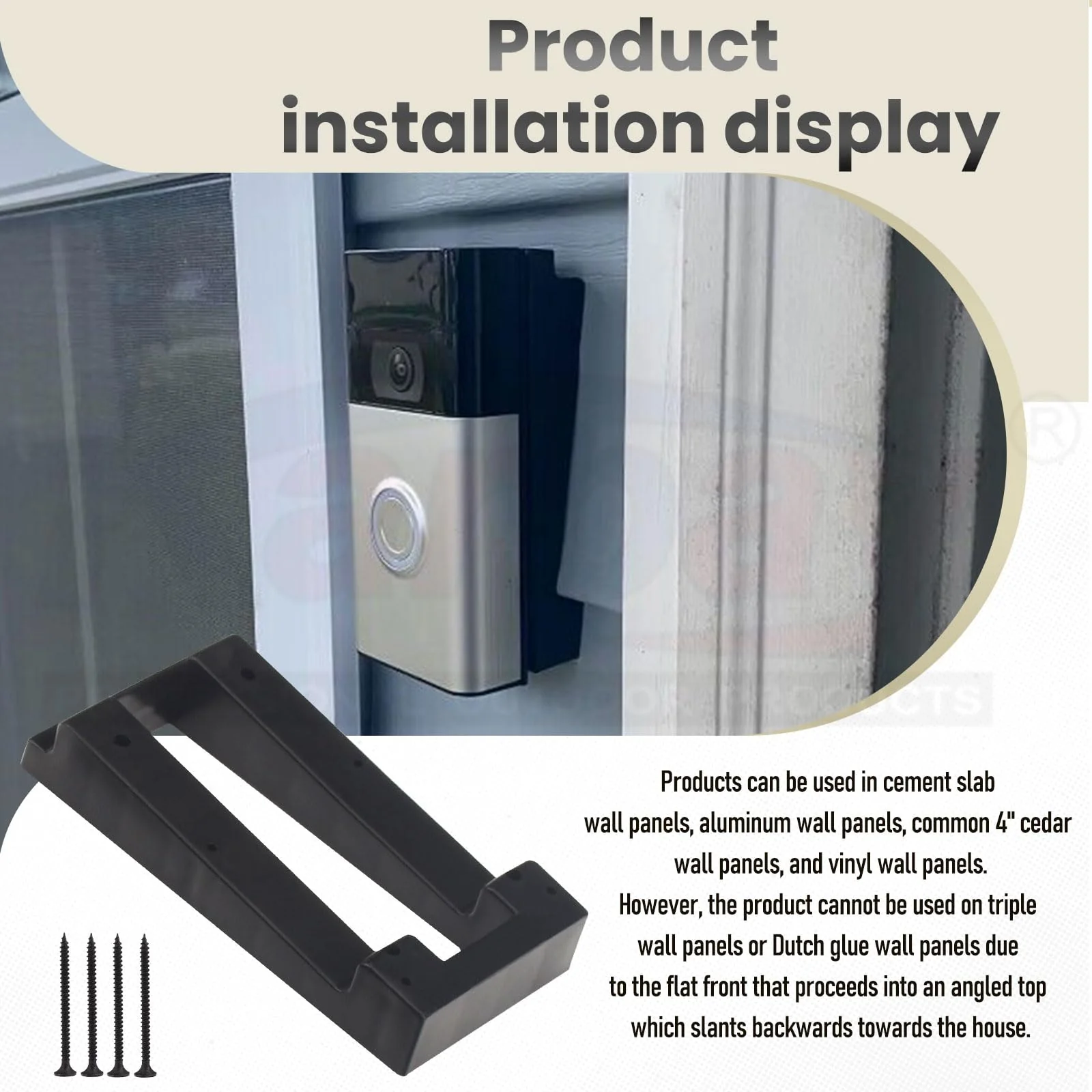 R-ing Doorbell Siding Mount/Vinyl Siding Angle Adjustment Mount for Ring Video Doorbell, Ring 2, Ring 3, Ring 3 Plus Video Doorbell for Standard Style Siding - Image 8