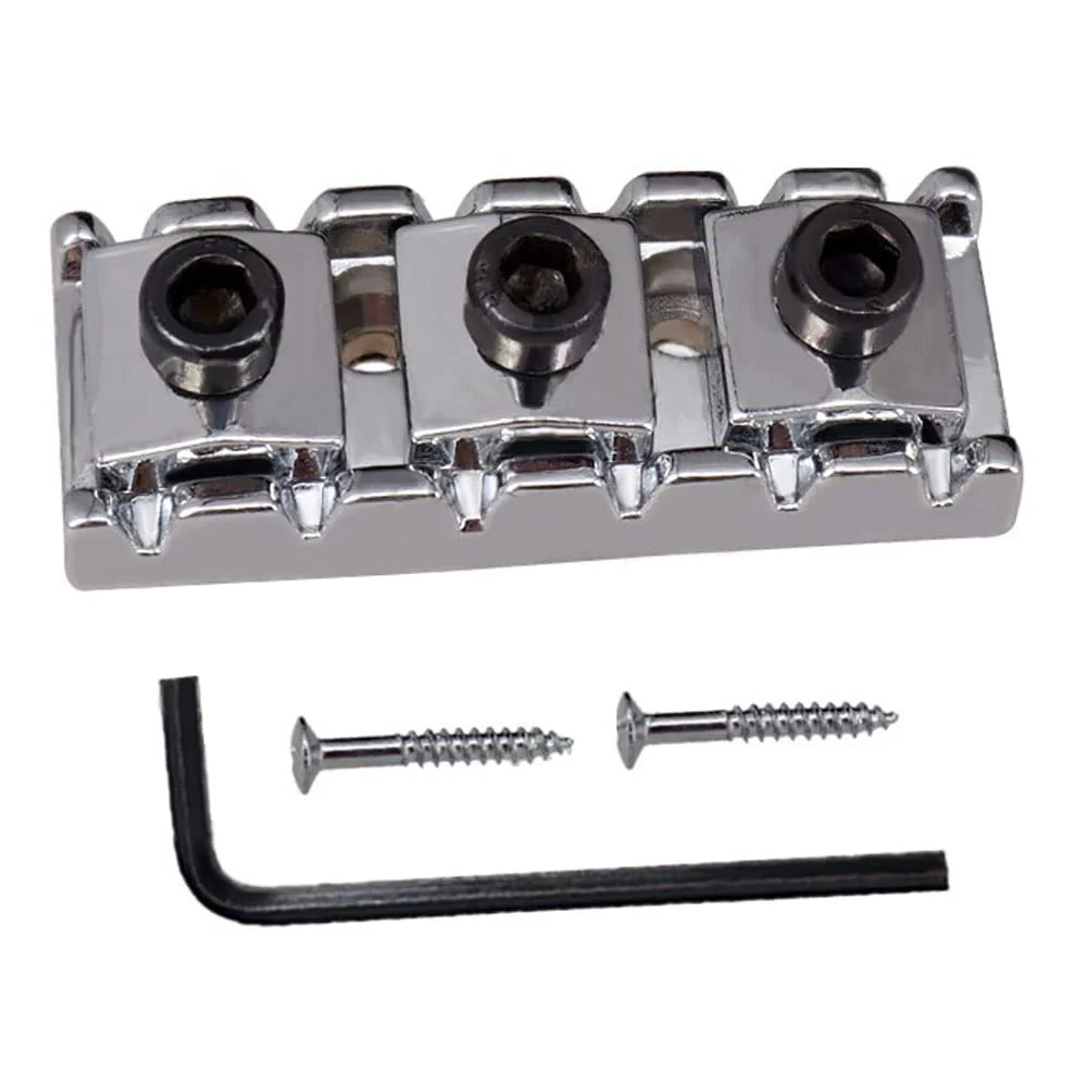R3 Electric Guitar String Locking Nut for Floyd Rose Tremolo Bridge 43mm (Chrome with black nut) Chrome with black nut