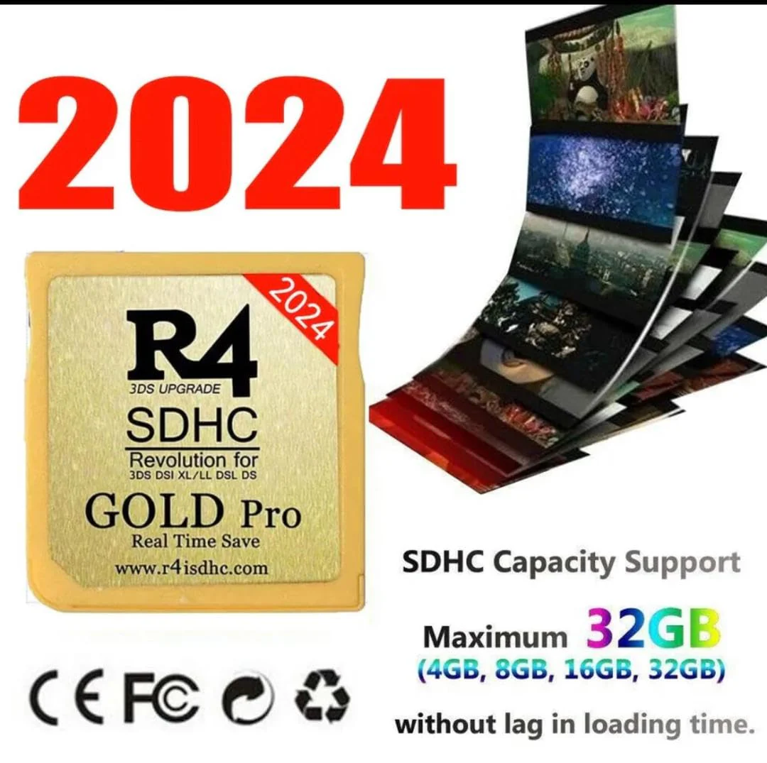 R4 SDHC 2024 Gold Adapter with 32 GB Micro SD with YS Menu with 500 in 1 Will Work On DS DSI DSIXL 2DS 2DSXL 3DS 3DSXL - Image 2