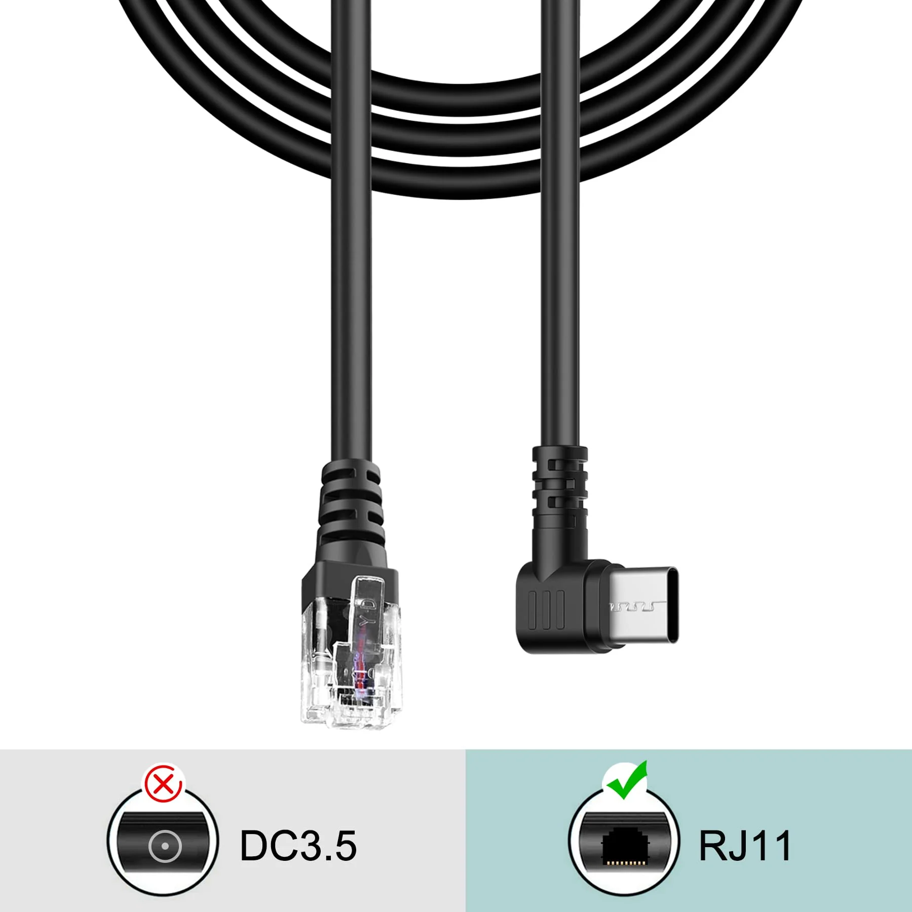 Radar Detector Cable,USB-C to RJ11 Plug Cable,use for Uniden R1 R3 R7 Beltronics Cobra Whistler Escort MAX360 Passport 9500i Radenso XP etc Replacement Radar Detector Cable 6.56ft RJ11-6.56FT - Image 5