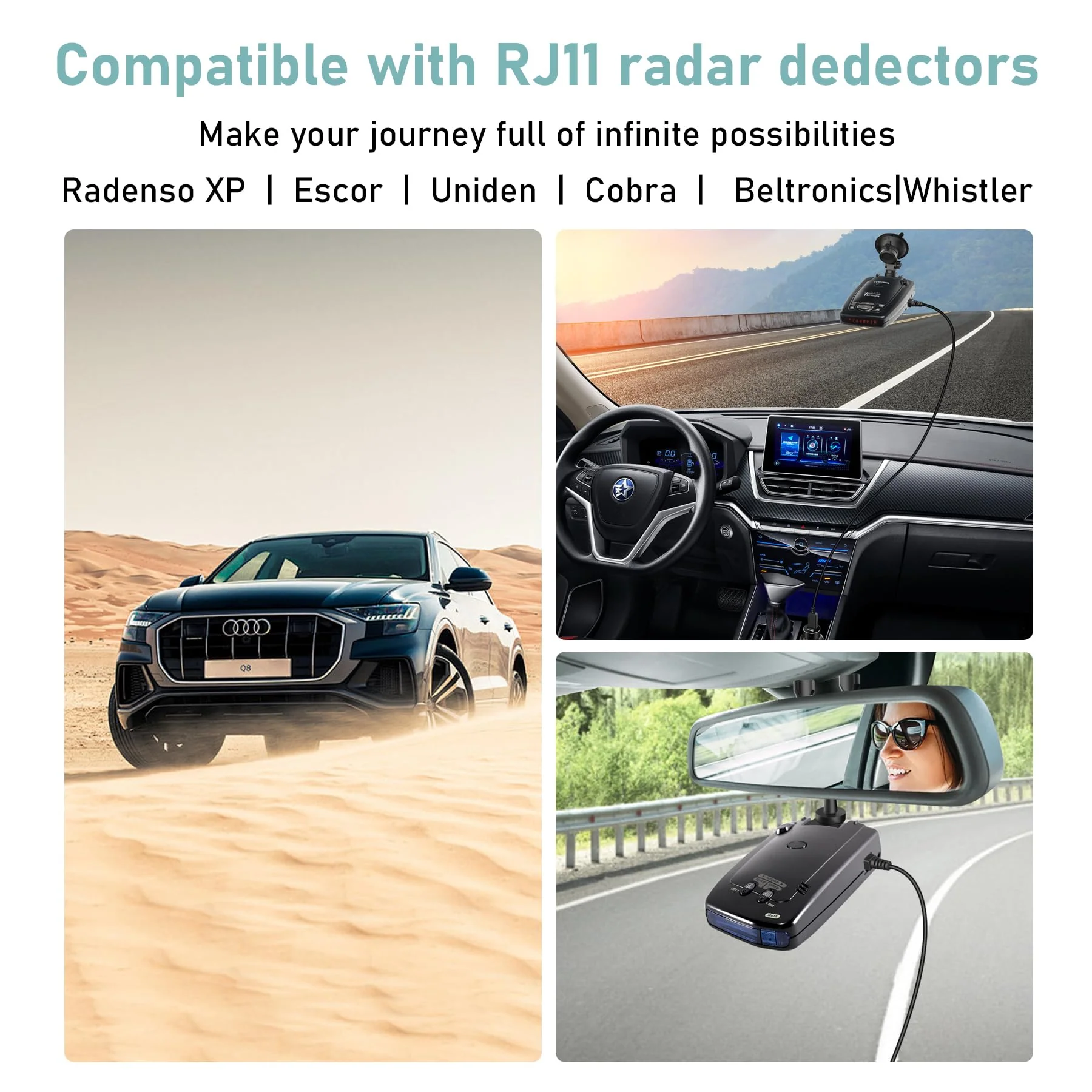 Radar Detector Cable,USB-C to RJ11 Plug Cable,use for Uniden R1 R3 R7 Beltronics Cobra Whistler Escort MAX360 Passport 9500i Radenso XP etc Replacement Radar Detector Cable 9.84ft RJ11-9.84FT - Image 6