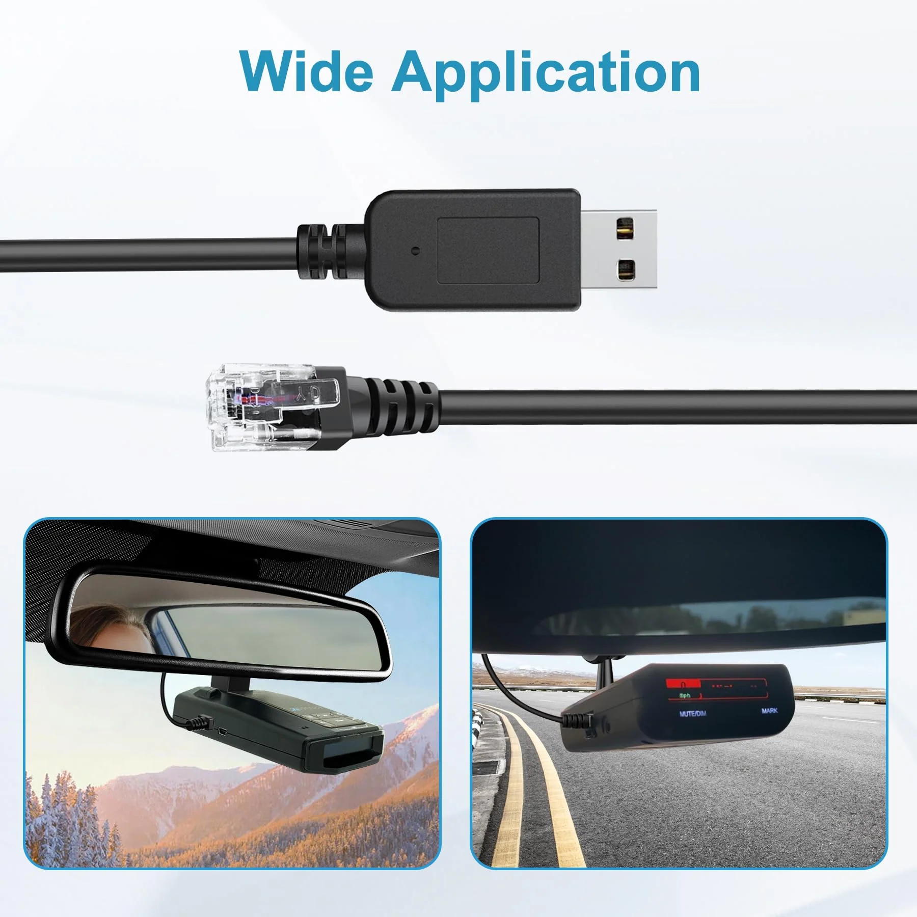 Radar Detector Cable, USB to RJ11 Plug Cable,Replacement Radar Detectors Power Cable for Escort MAX 360 Uniden R1 R3 R4 DFR8 DFR9 Passport 9500i Radenso XP Beltronics STI Radar Detector(RJ11-3.3ft) RJ11-3.3FT - Image 5