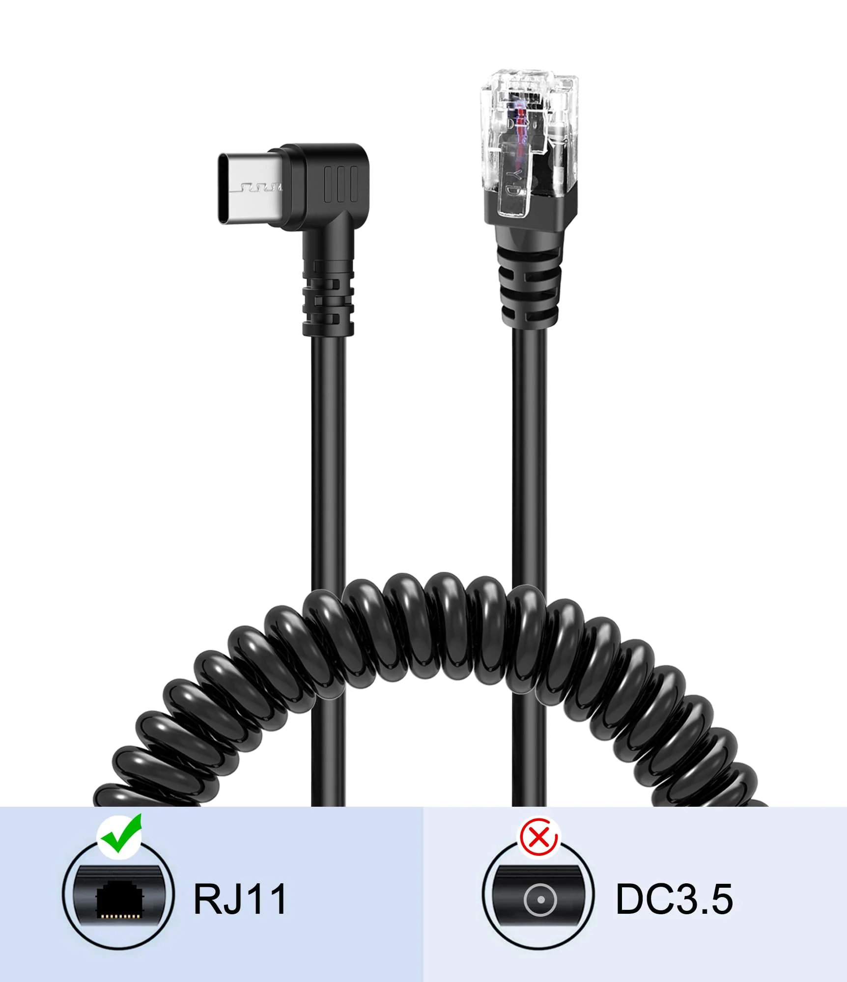 Radar Detector Cable with USB C to RJ11 Plug,Power Cable for Radar Detectors,USB 5V-12V Power Cable,for Escort Uniden Radenso XP Beltronics Cobra Whistler Radar Detector(RJ11-6.56FT) RJ11-6.56FT - Image 5