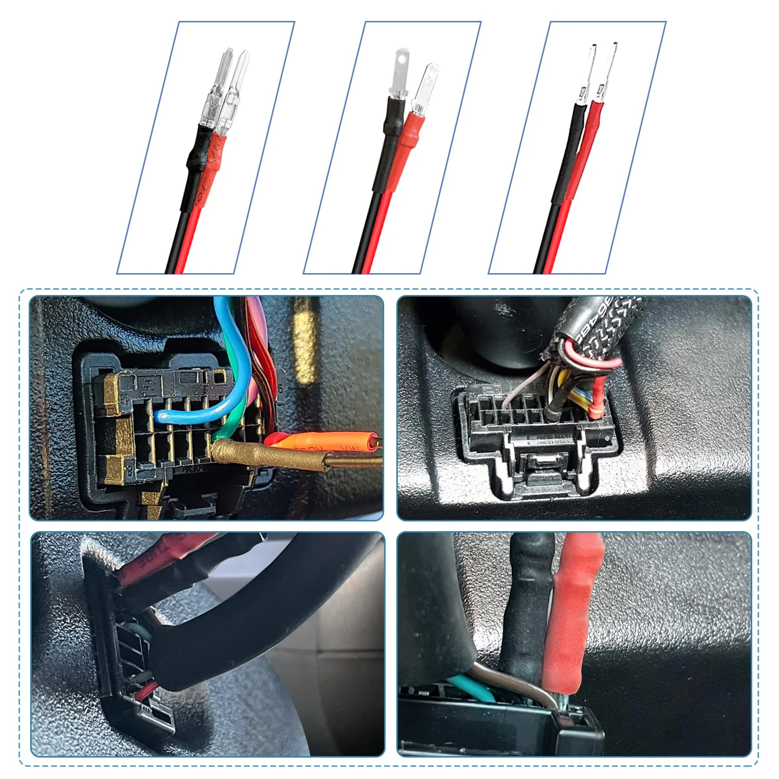 Radar Detector Hardwire Power Cord, Rearview Mirror Plug Cable, with Inline Fuse Holder,Suitable for Escort Beltronics Valentine One Cobra Whistler Radar Detector,3-Piece Set,17.7'' (RJ11) RJ11-17.7in - Image 3