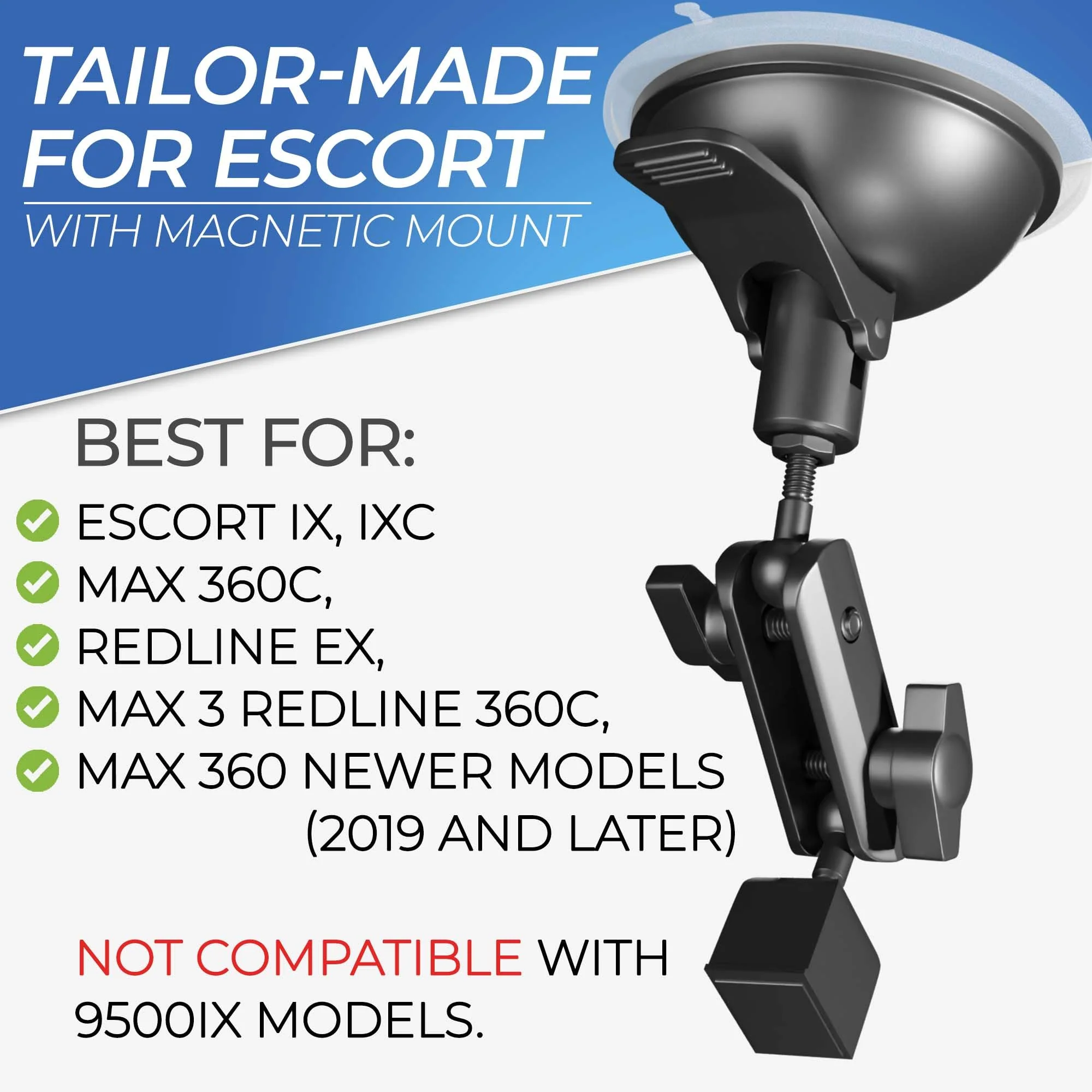 Radar Detector Mount for Escort with Magnetic Mount, Suction Cup Holder for Windshield or Dashboard, Compatible with Escort Max 360, Max 360 MKII, Max 3, IX IXc, Redline EX, and Max 360c Models - Image 4