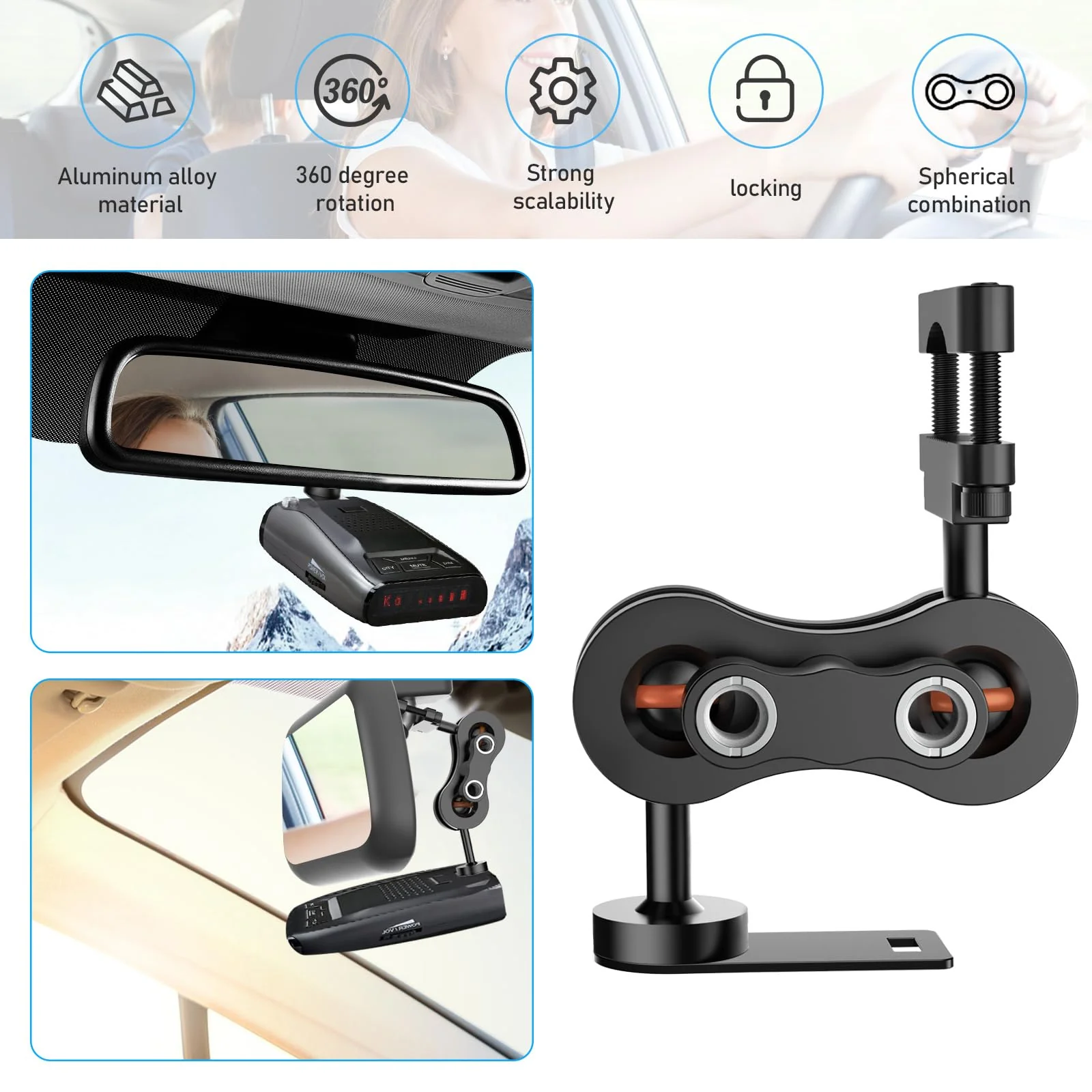 Radar Detector Mount, Rearview Mirror Rod Radar Mounting Base, Suitable for Uniden Radar Models - Image 3