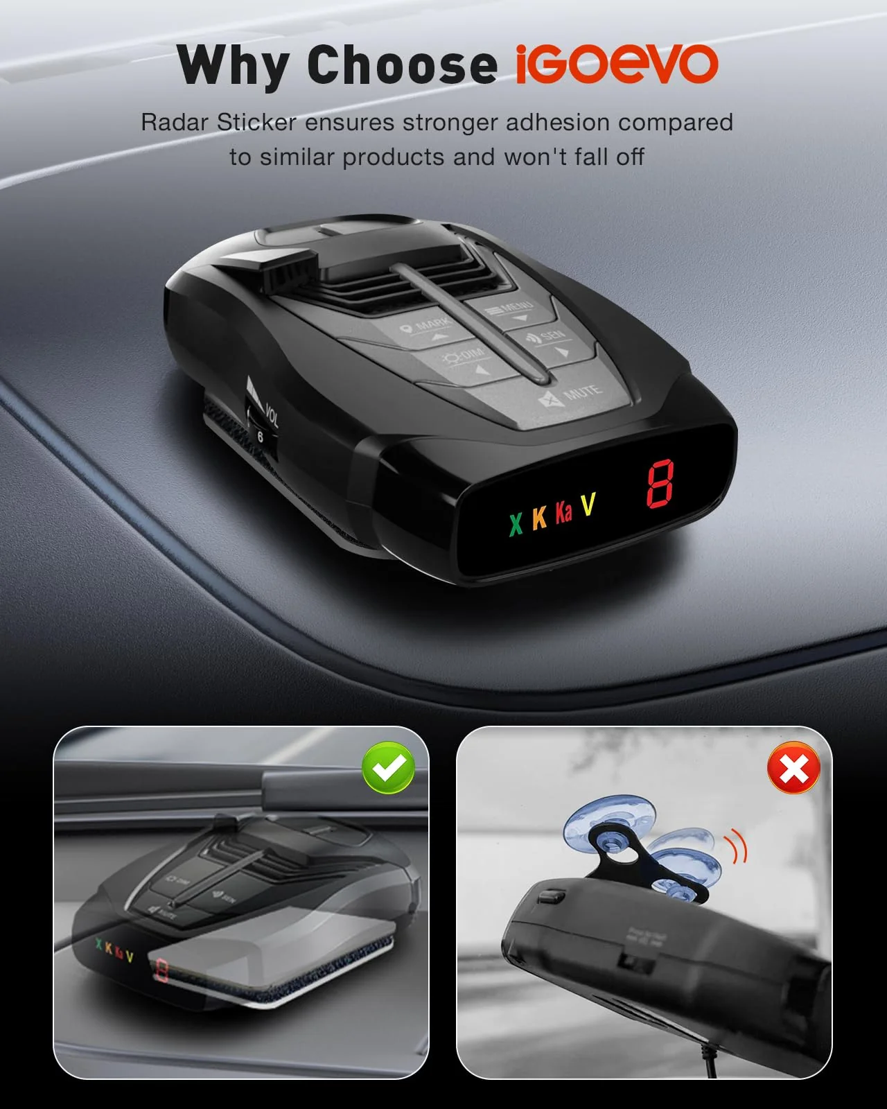 Radar Detector Mount with Strong Adhesive, Tool-Free Installation, Heat Resistant up to 248°F, Compatible with Cobra RAD Series (350, 380, 450, 480i, 700i), Uniden R1, R3, R7, and More 1 - Image 3