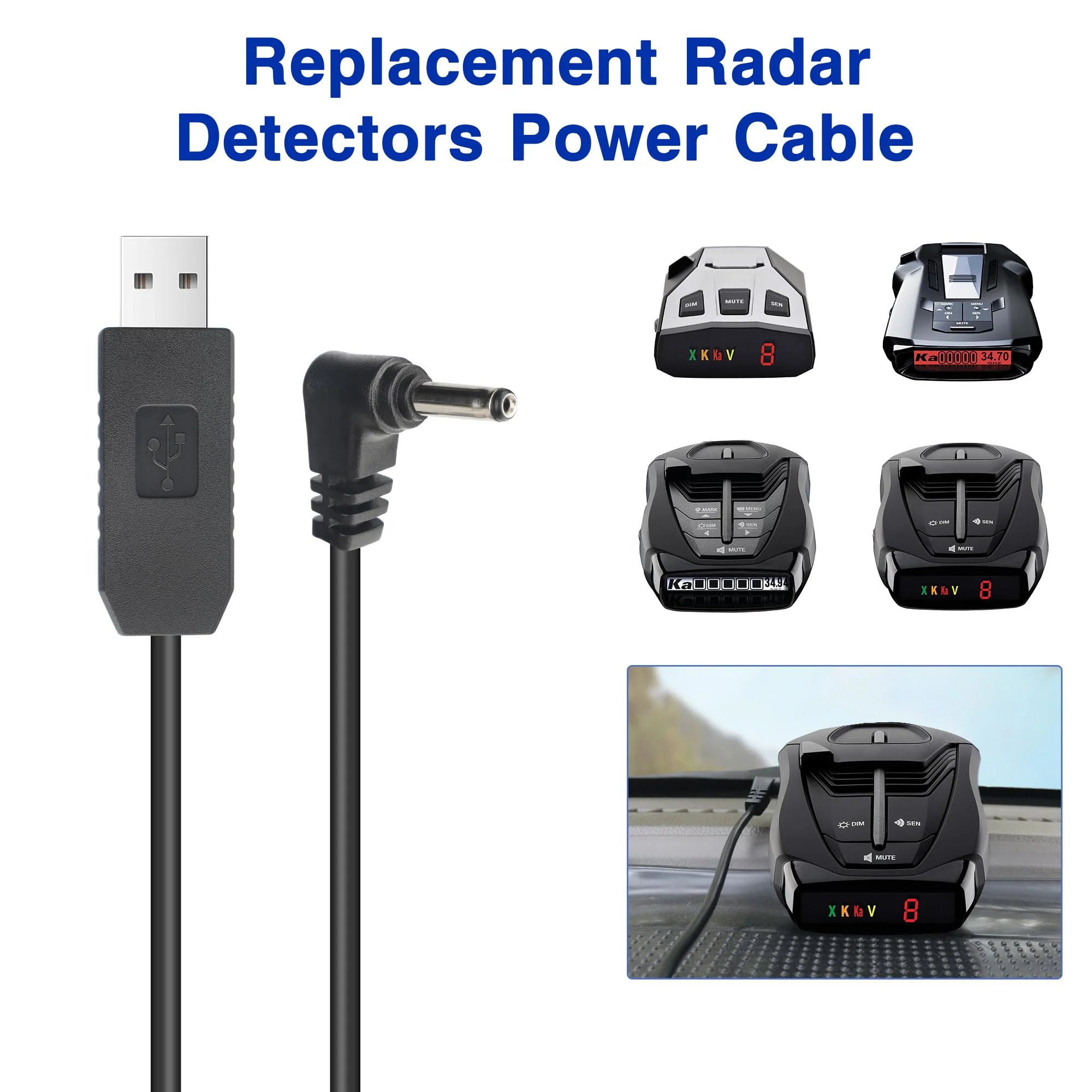 Radar Detector Power Cable for Cobra RAD350 380 450 480i 700i XRS9370 955 5300 9940 SPX 5300 5521 7700 ESR700 ESD737 767 SLR Vendetta 500,Power Cord for Cobra,Car Replacement Charging Cable 3.3ft DC3.5-3.3FT - Image 2