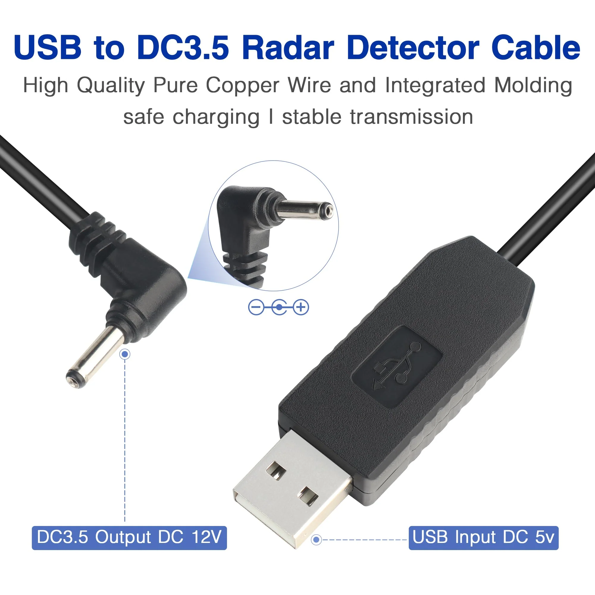 Radar Detector Power Cable for Cobra RAD350 380 450 480i 700i XRS9370 955 5300 9940 SPX 5300 5521 7700 ESR700 ESD737 767 SLR Vendetta 500,Power Cord for Cobra,Car Replacement Charging Cable 3.3ft DC3.5-3.3FT - Image 5