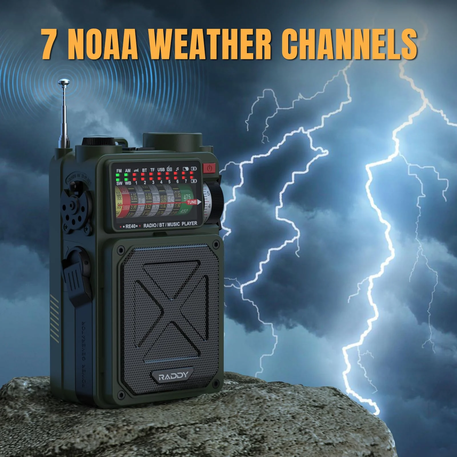 Raddy RE40 Portable Shortwave Radio FM/AM/SW/WB Receiver, 4000mAh Emergency Radio with Bluetooth and NOAA Alerts, Pocket Radio Rechargeable - Image 7