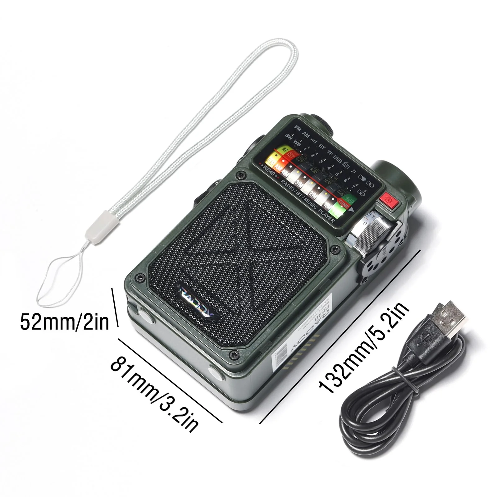 Raddy RE40 Portable Shortwave Radio FM/AM/SW/WB Receiver, 4000mAh Emergency Radio with Bluetooth and NOAA Alerts, Pocket Radio Rechargeable - Image 8