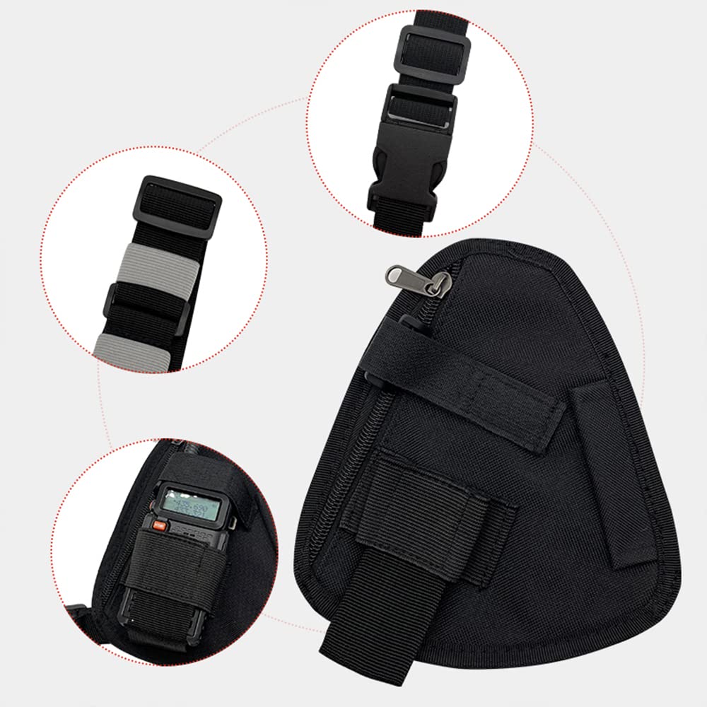 Radio Chest Harness Shoulder Radio Holster Chest Pack Adjustable Single Radio Pouch Two-Way Radio Holster for Motorola Radios and BAOFENG Walkie Talkies etc. Black-1pack - Image 4
