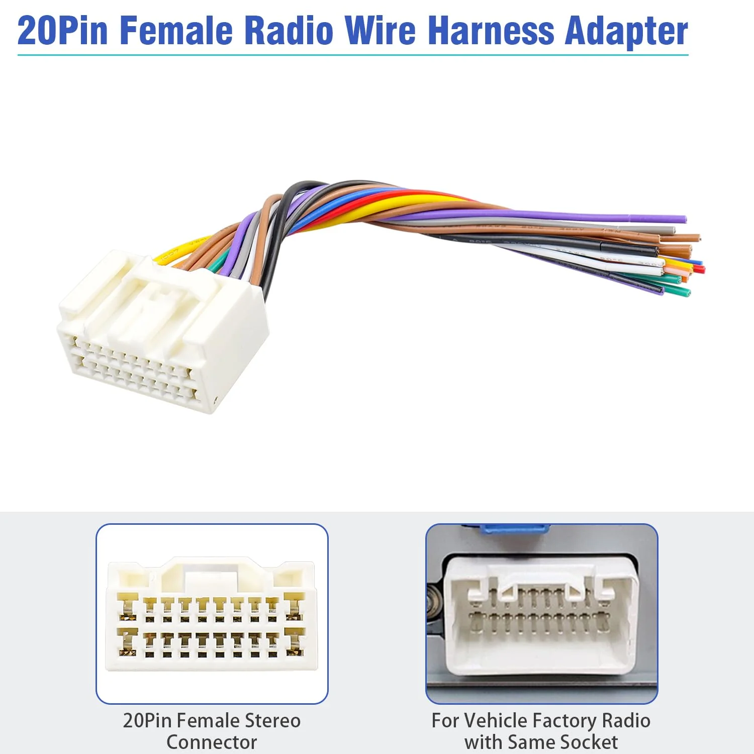 Radio Wiring Harness 20Pin Female Connector Fit for Toyota Lexus 2004-UP with JBL Amplifier Car Stereo Wire Harness Adapter Cable 20P Female Harness for Toyota (w/JBL) - Image 3