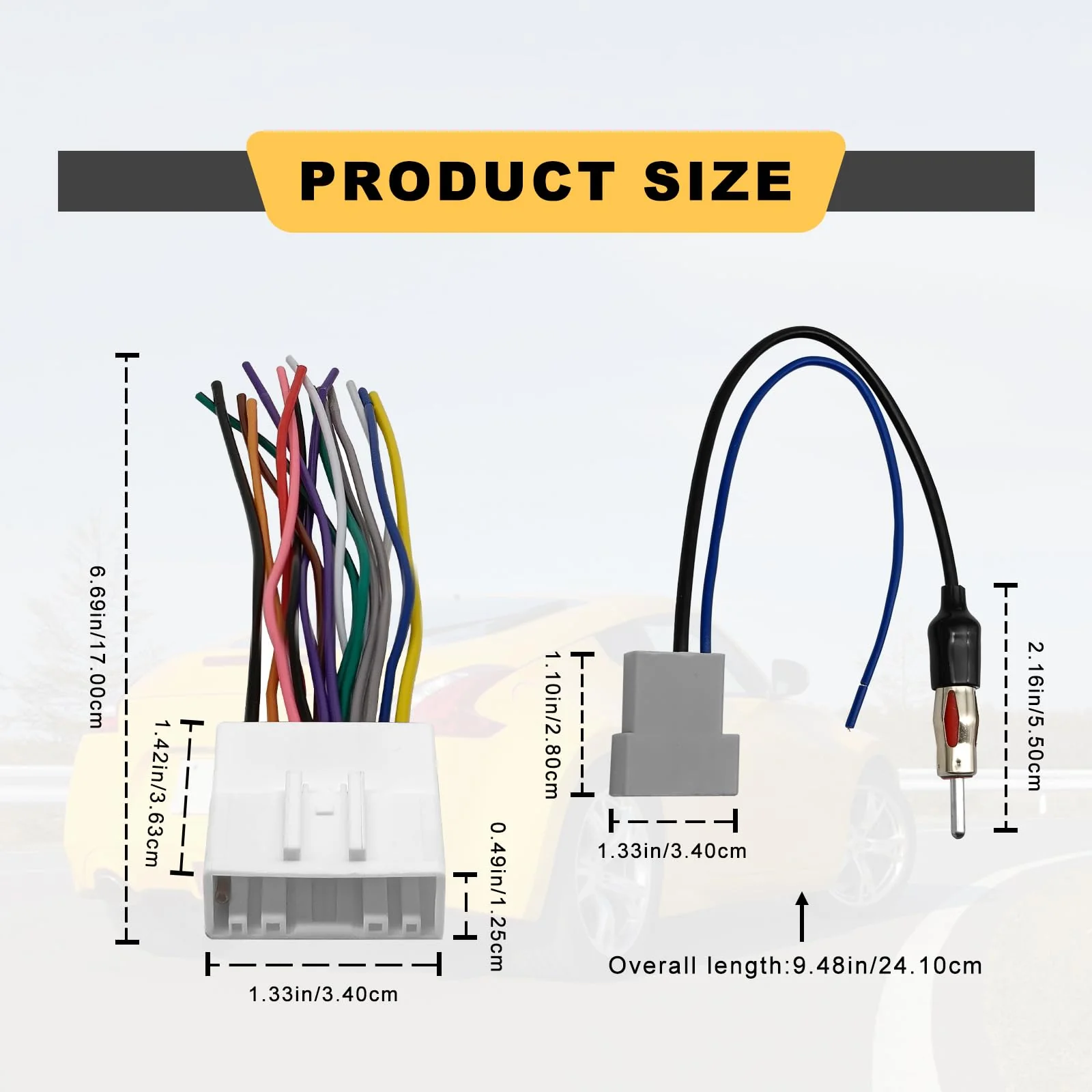 Radio Wiring Harness Connector, Antenna Adapter Compatible with 2007-2019 Nissan/2008-2013 Infiniti/2008-2013 Subaru w/Antenna Adapter Install Aftermarket Stereo CD Receiver Cable Connector Kit - Image 2