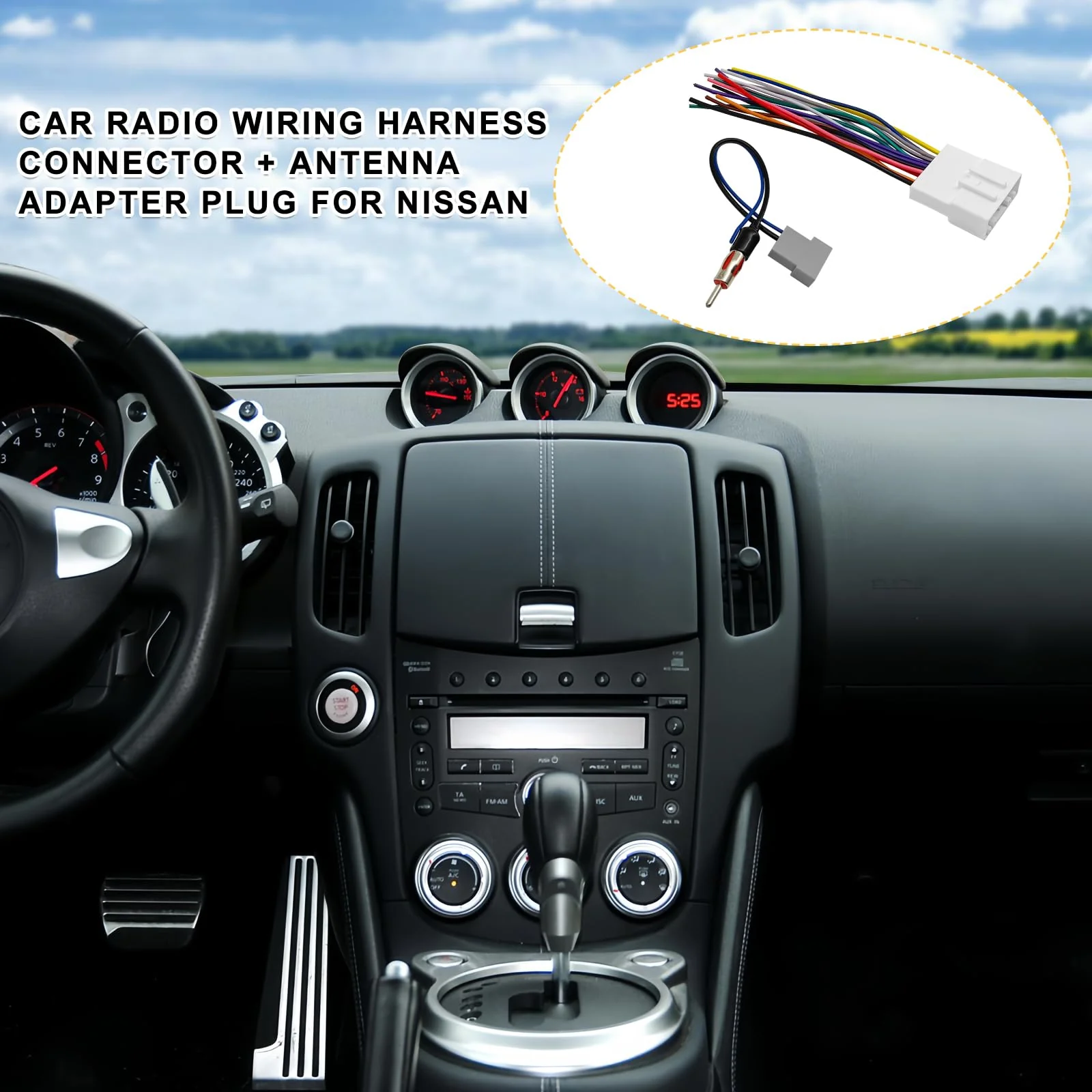 Radio Wiring Harness Connector, Antenna Adapter Compatible with 2007-2019 Nissan/2008-2013 Infiniti/2008-2013 Subaru w/Antenna Adapter Install Aftermarket Stereo CD Receiver Cable Connector Kit - Image 5