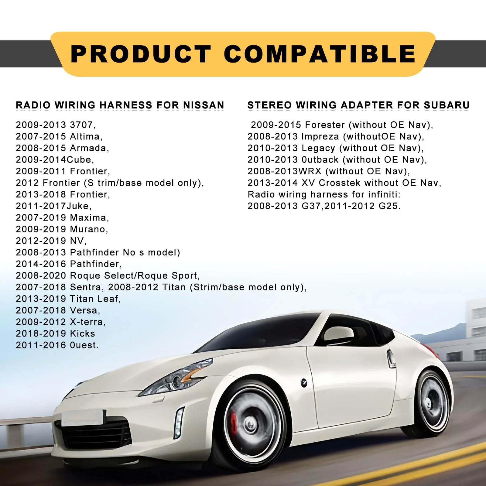Radio Wiring Harness Connector, Antenna Adapter Compatible with 2007-2019 Nissan/2008-2013 Infiniti/2008-2013 Subaru w/Antenna Adapter Install Aftermarket Stereo CD Receiver Cable Connector Kit - Image 7