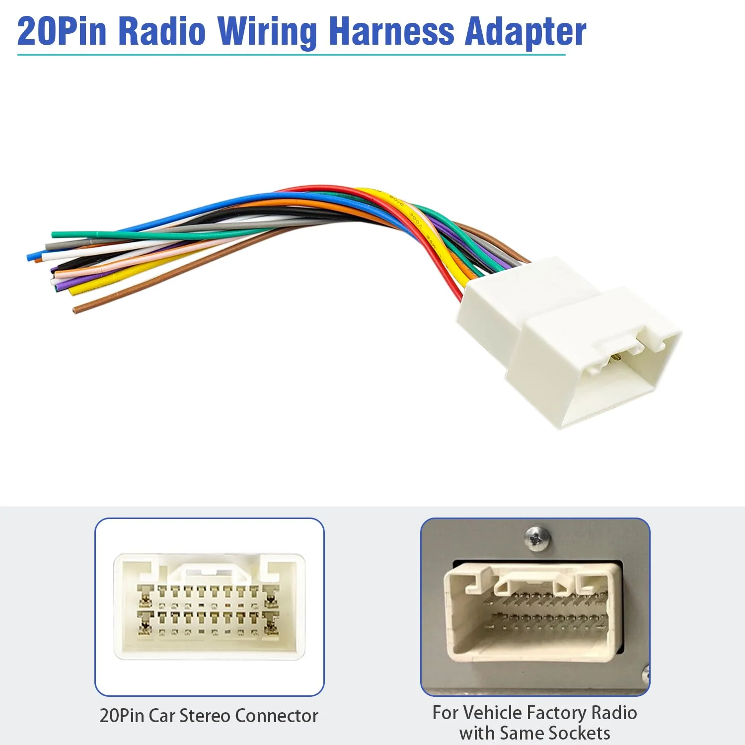 Radio Wiring Harness JBL Connector Fit for Toyota Highlander Sequoia Tundra Camry Corolla Vios Prado 20Pin Car Stereo Wire Adapter 20P Harness for Toyota (w/JBL) - Image 3