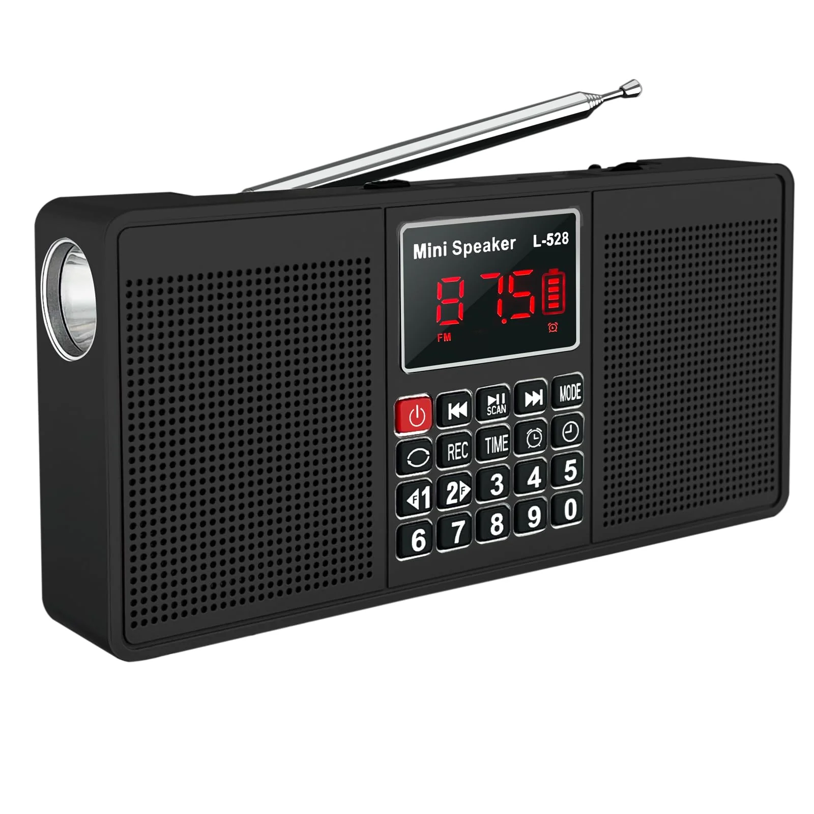 Radios Portable AM FM Bluetooth/Micro SD Card/USB Flash Drive MP3 Playback Dual Speakers and Emergency Flashlight Battery Operated Small Radio Suitable for Home and Outdoor Camping Essentials BLACK