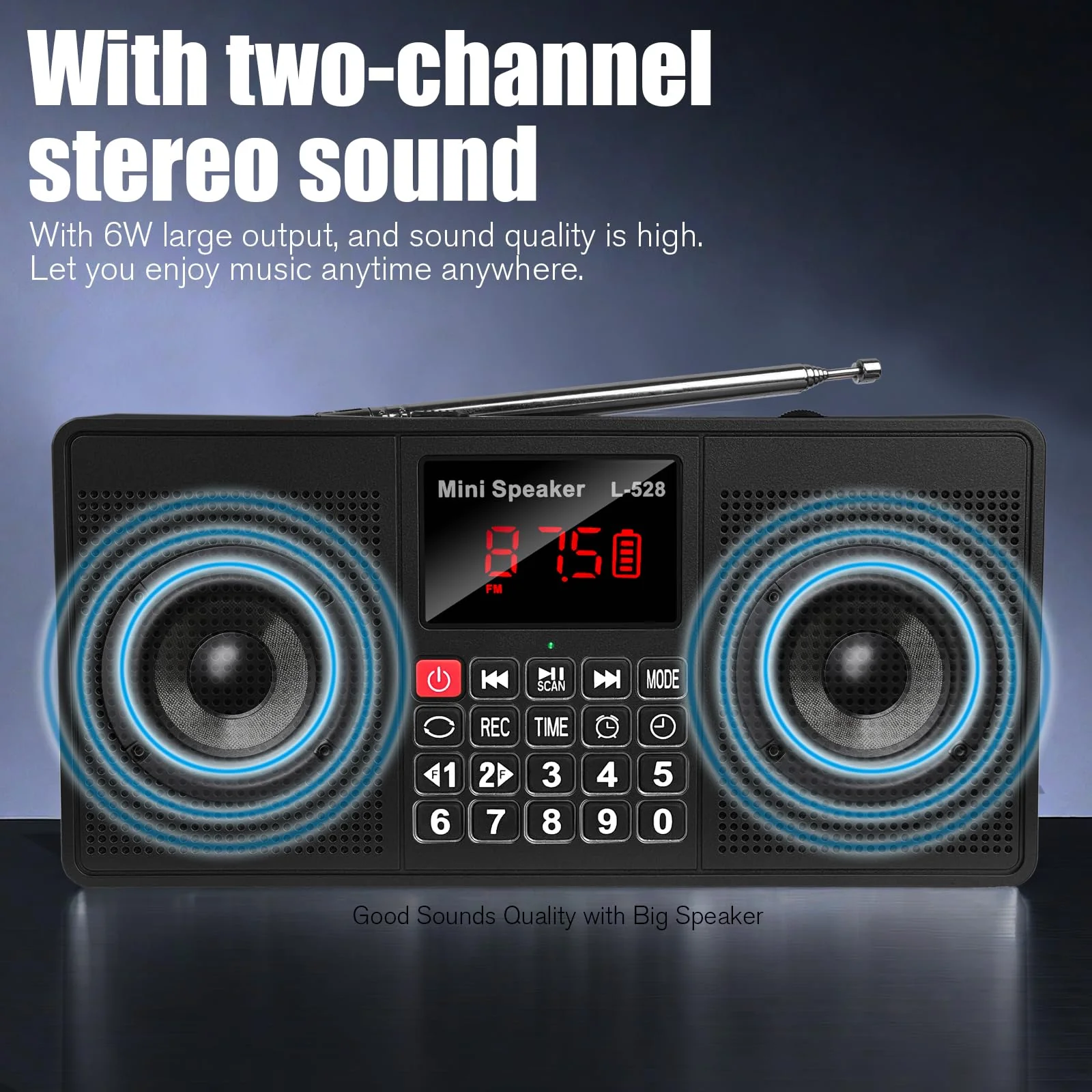 Radios Portable AM FM Bluetooth/Micro SD Card/USB Flash Drive MP3 Playback Dual Speakers and Emergency Flashlight Battery Operated Small Radio Suitable for Home and Outdoor Camping Essentials BLACK - Image 5